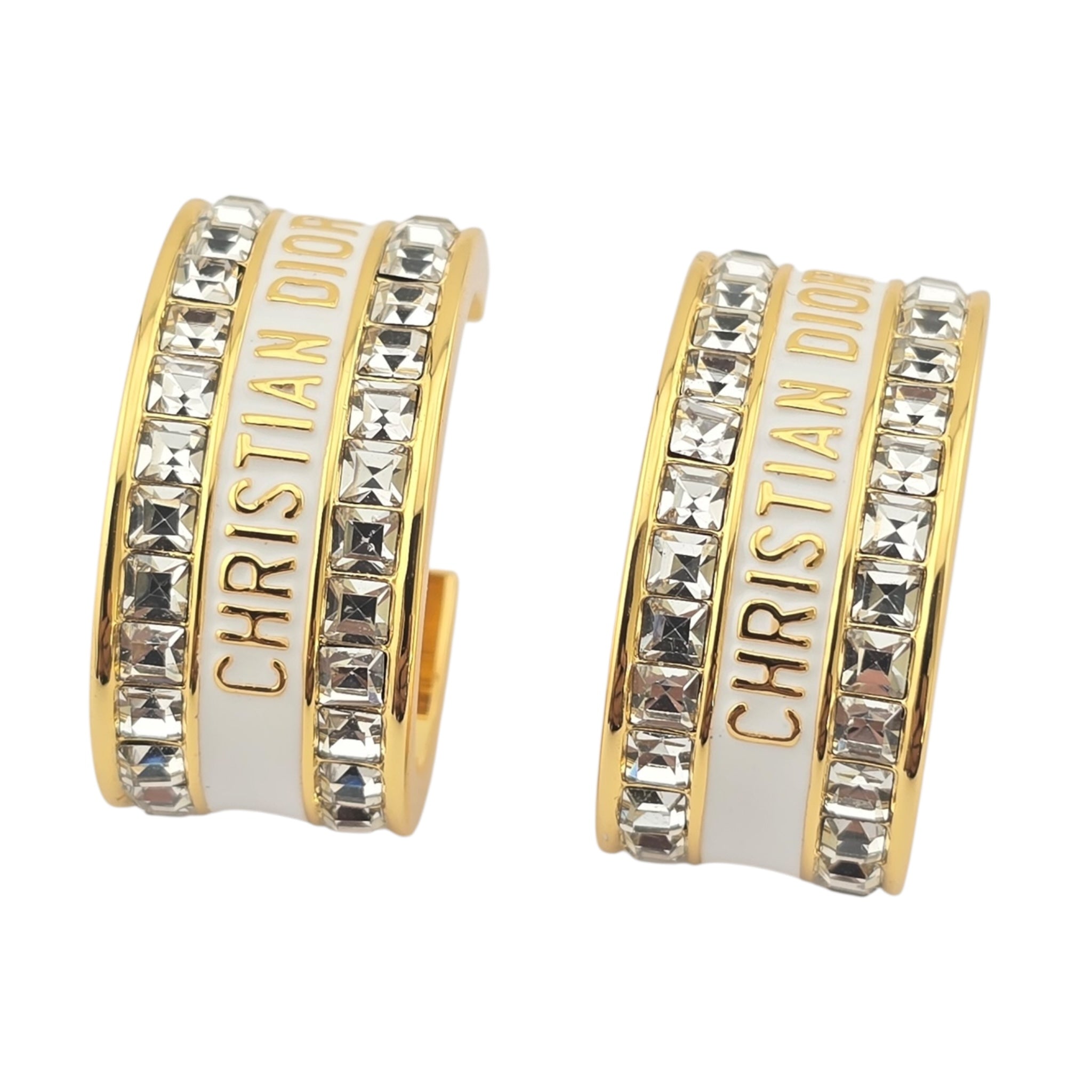 Christian Dior Night Code White Enamel Earrings DIOR