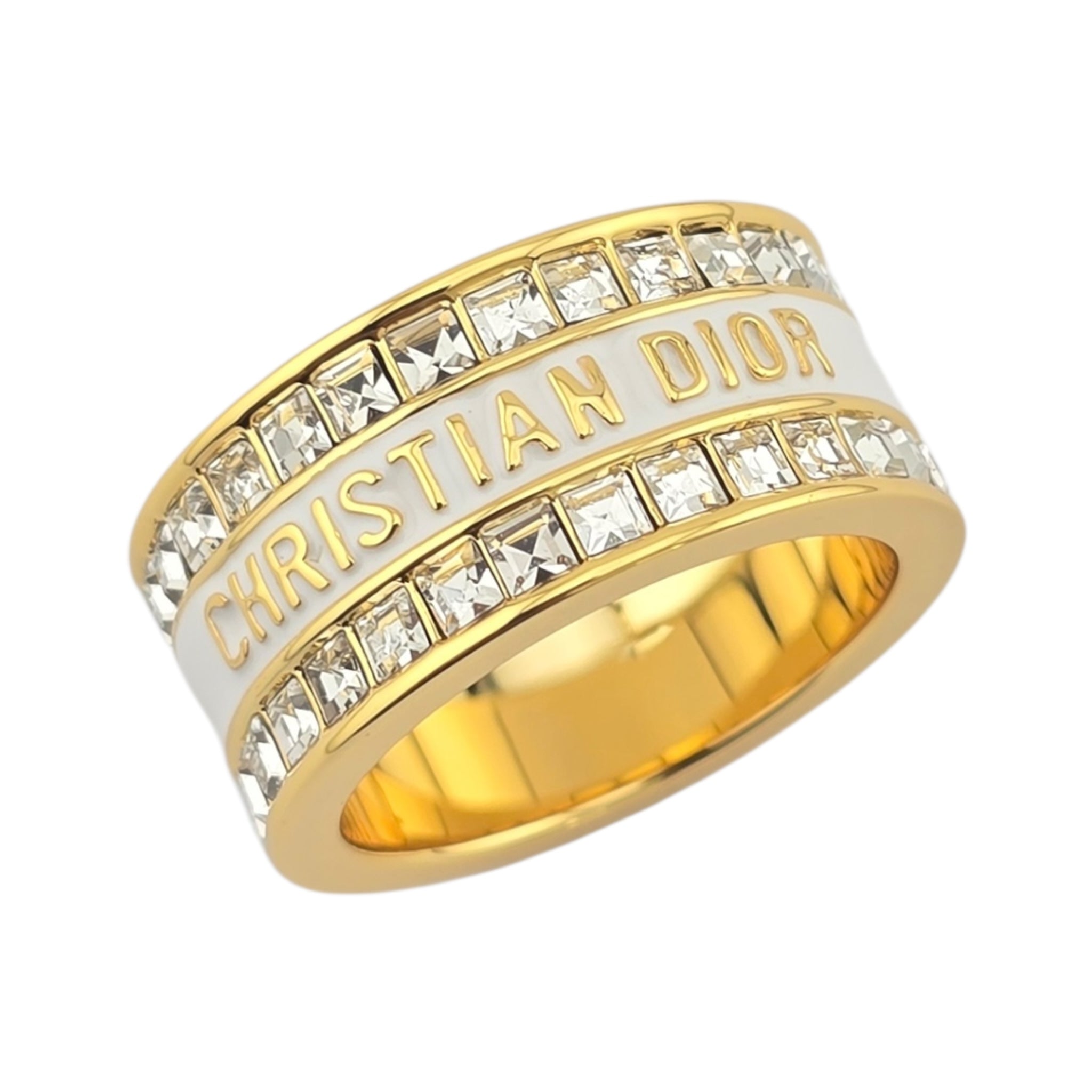 Christian Dior Code Bangle White Enamel Ring DIOR
