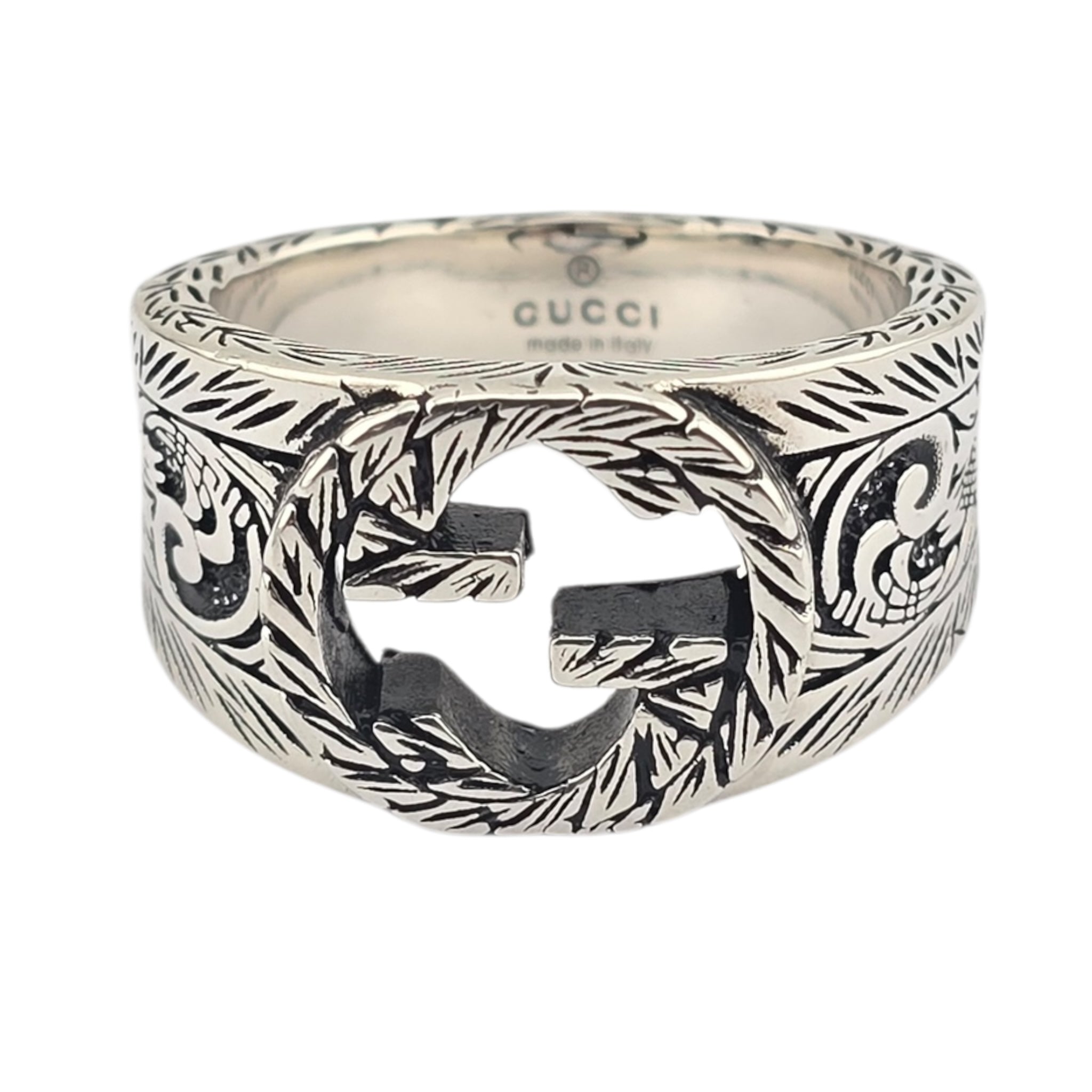 GUCCI Interlocking GG Paisley Silver Ring GUCCI