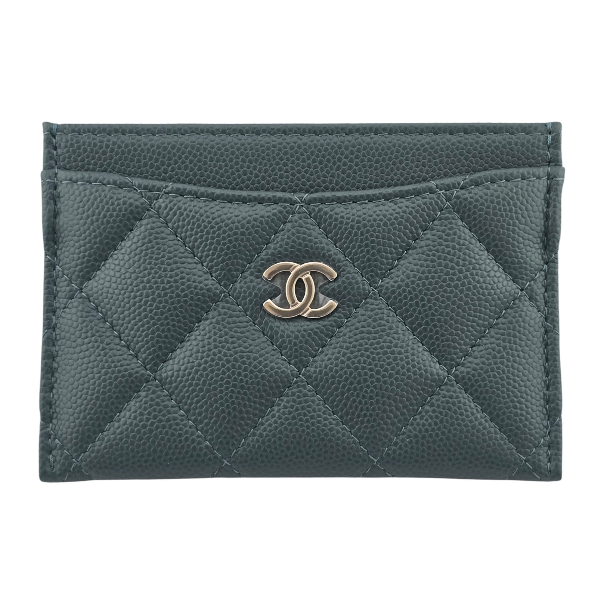 Chanel CC Caviar Green Classic Cardholder CHANEL