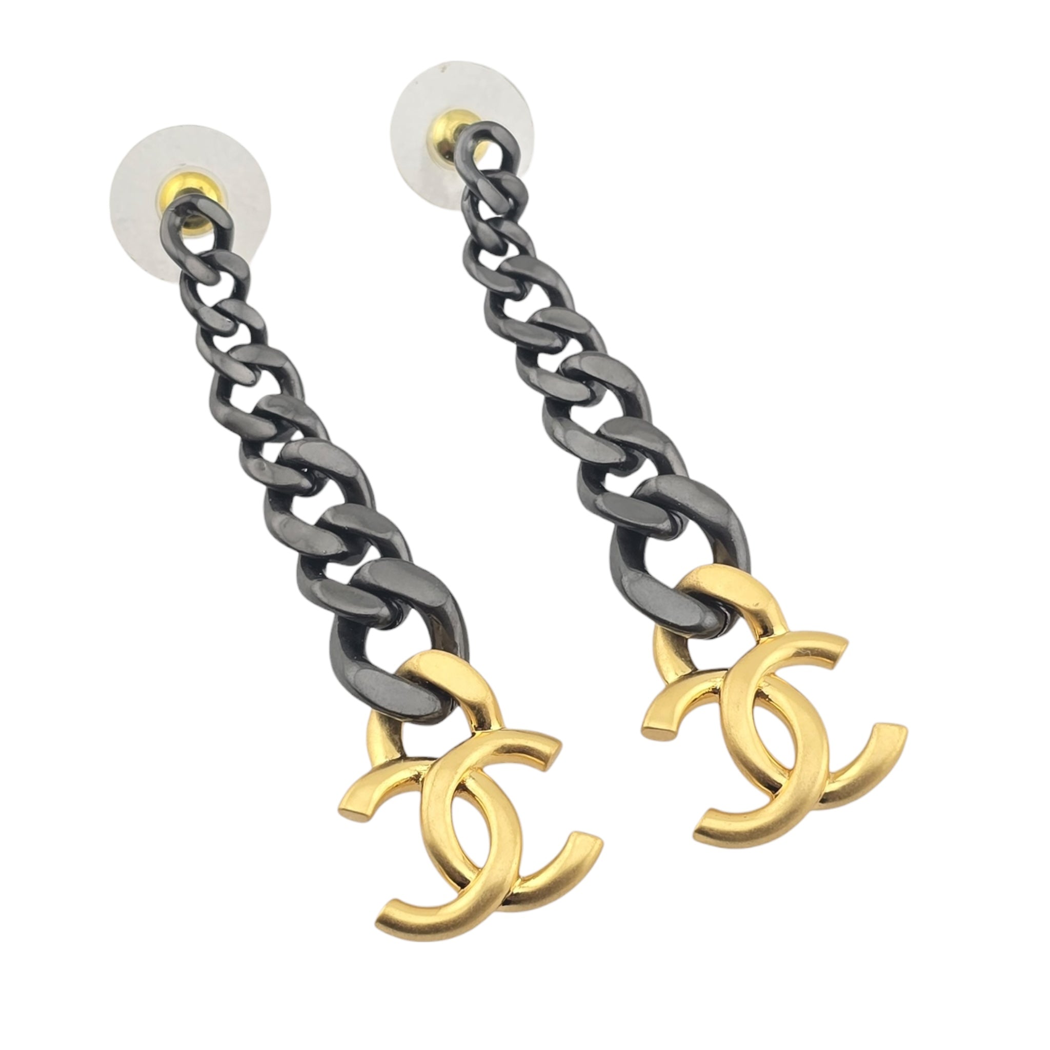 Chanel CC Chain Earrings Gold Ruthenium 2020 CHANEL