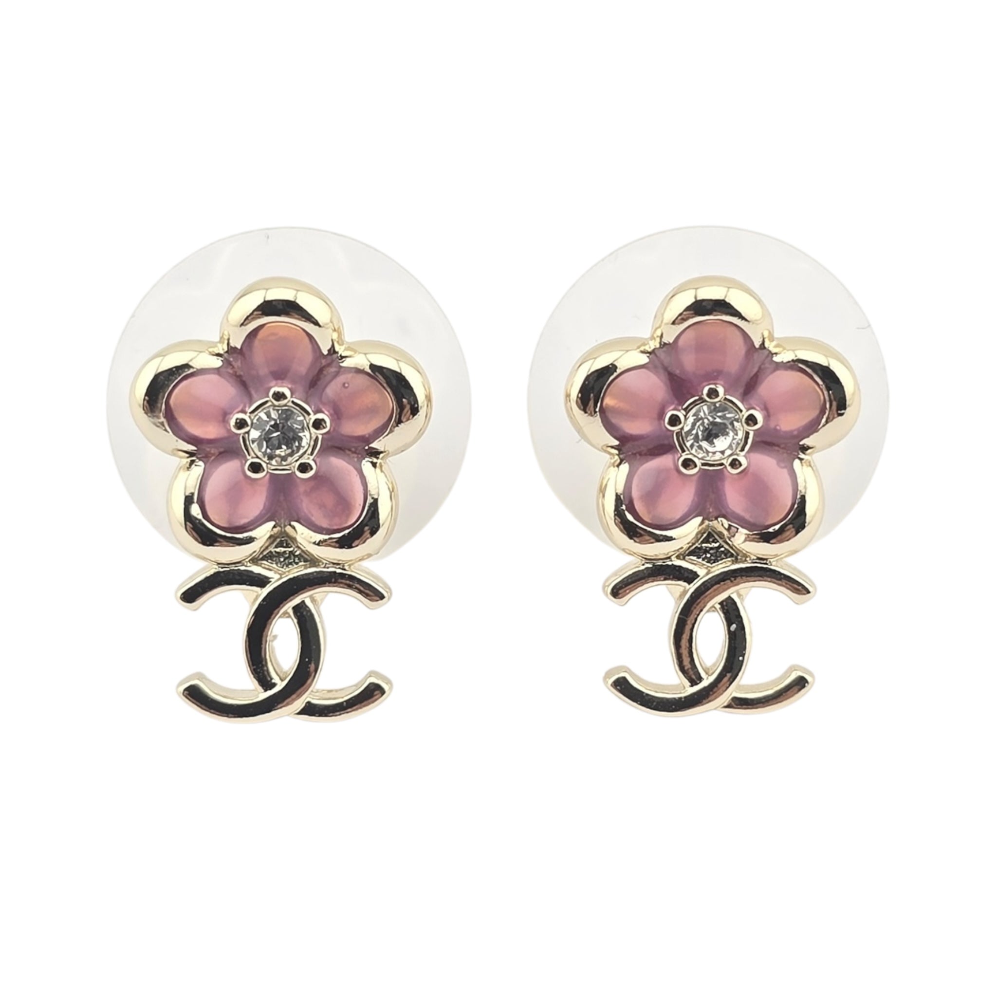 Chanel CC Gold Pink Enamel Earrings 26C 2026