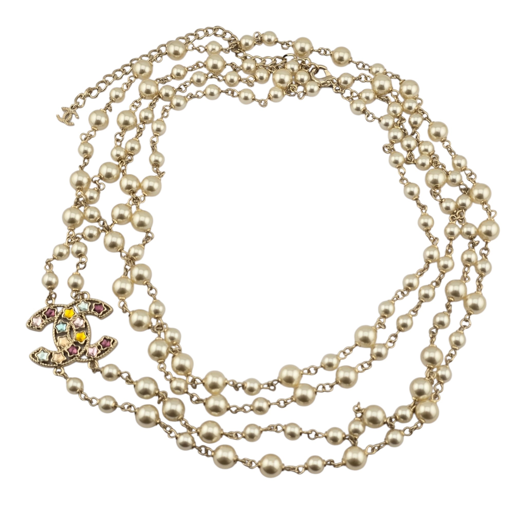 Chanel CC Multicoloured Faux Pearl Long Necklace 2025