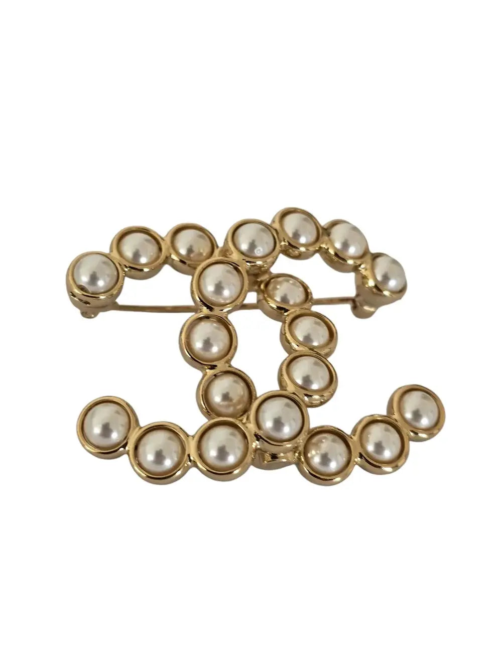 Chanel CC Gold and Faux Pearl Brooch 2024 CHANEL