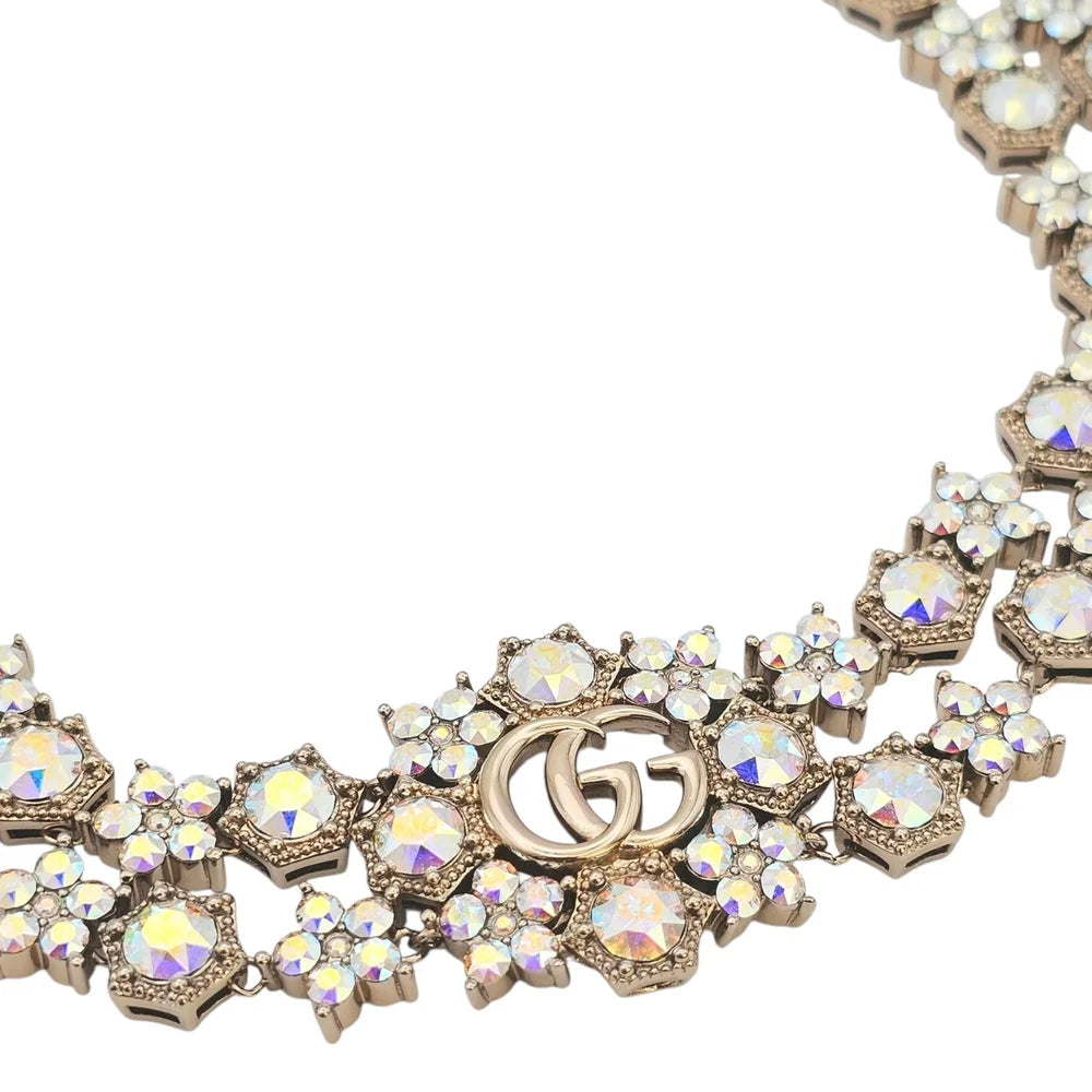 GUCCI GG Crystal Floral Choker Necklace 2023 GUCCI