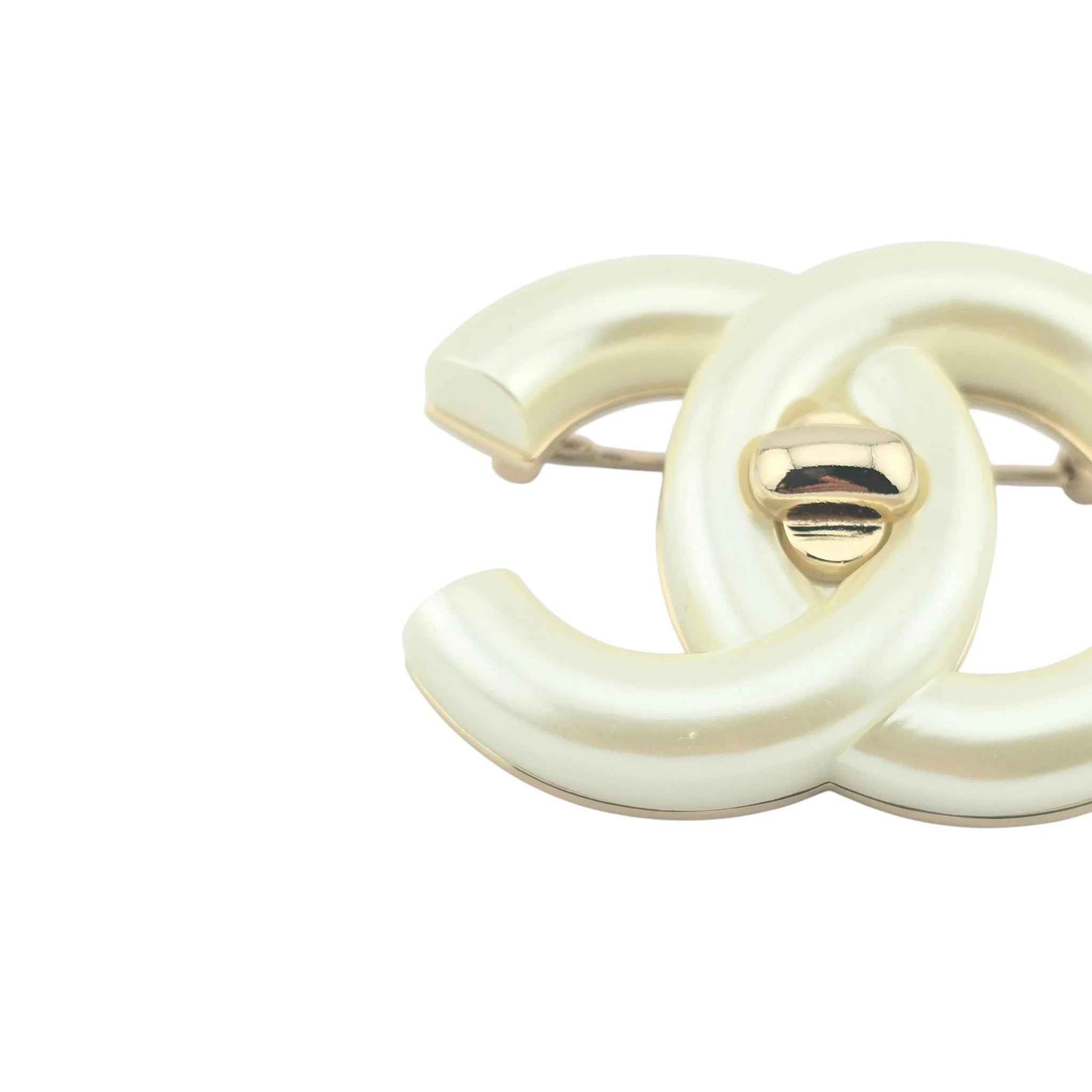 Chanel CC Turnlock White Brooch 2024 CHANEL