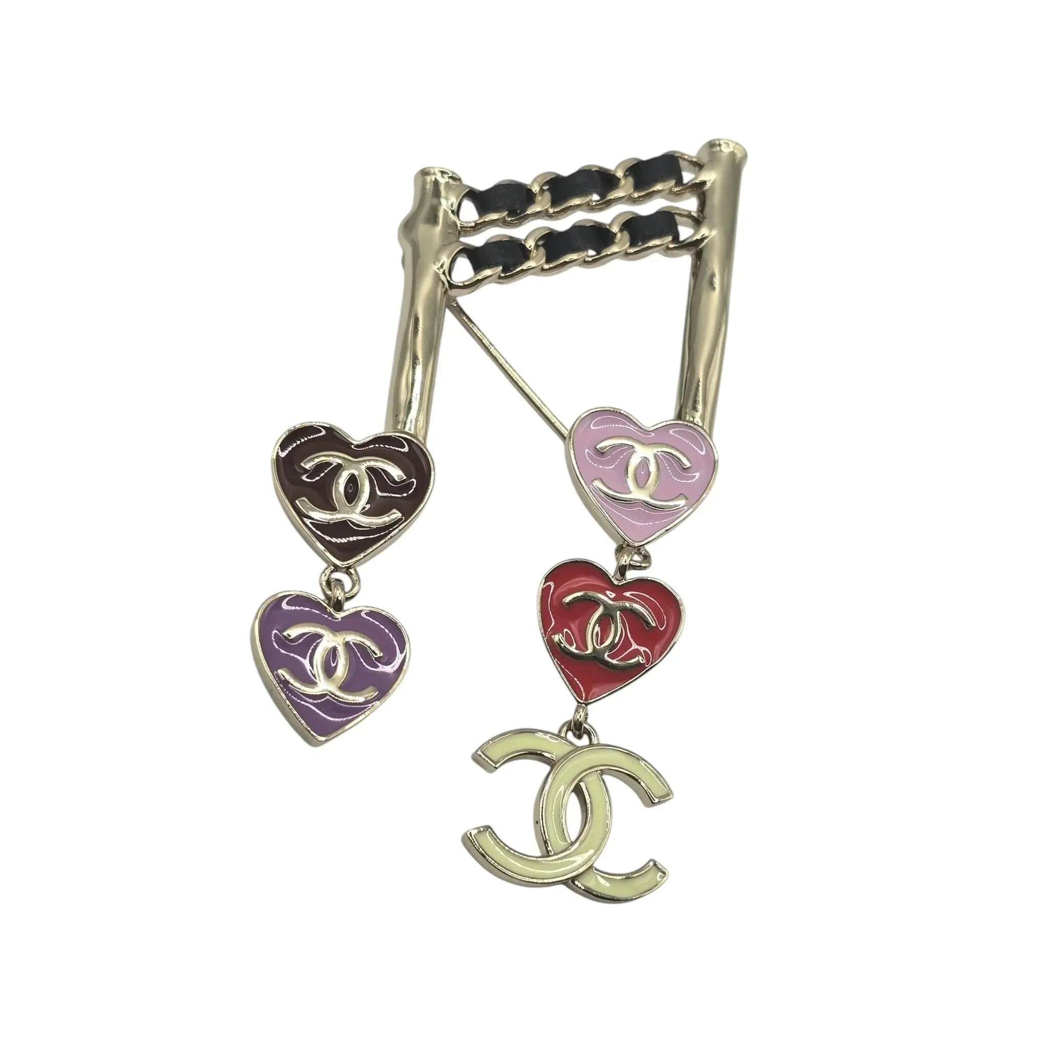 Chanel 24A CC Gold Music Note Heart Brooch 2024 CHANEL
