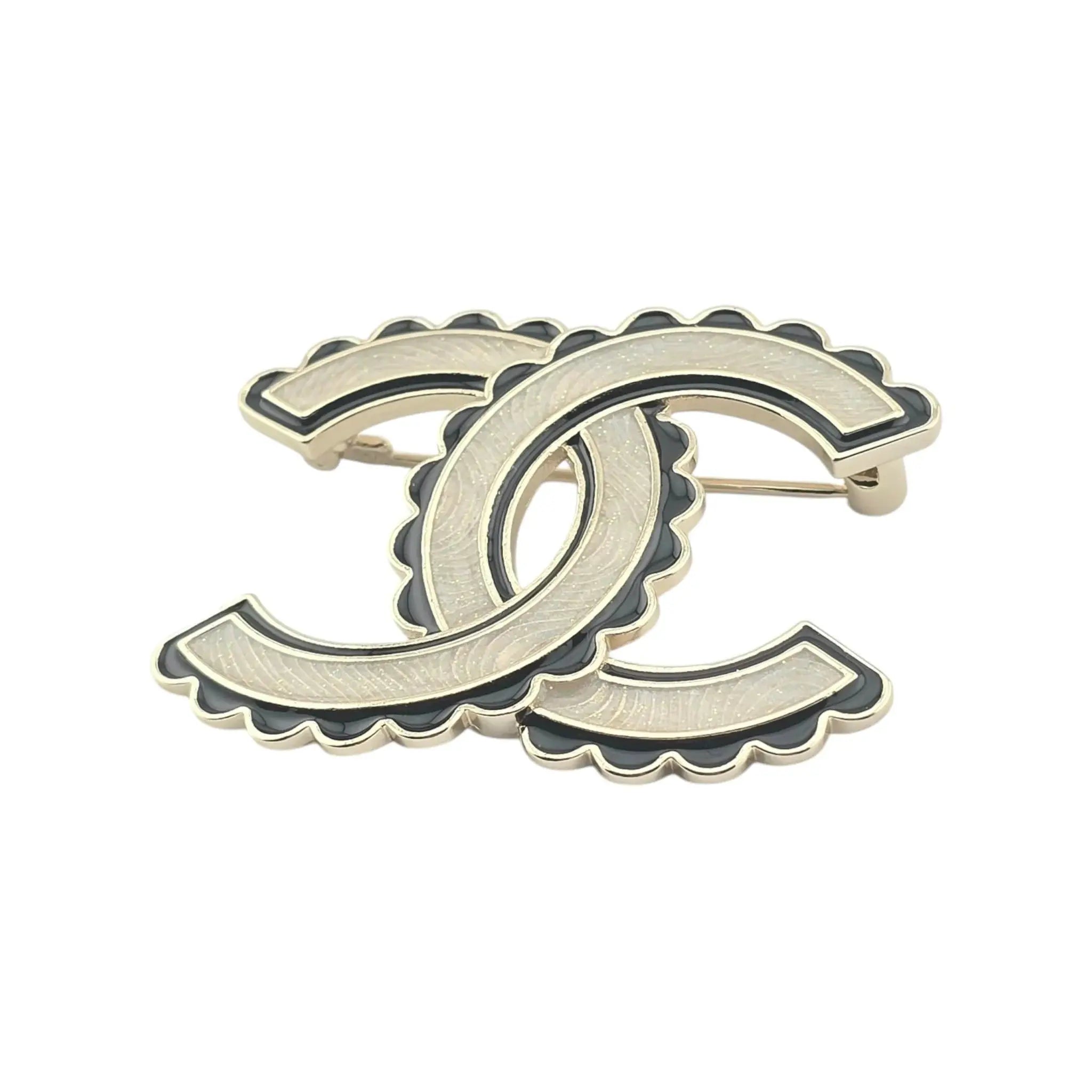 Chanel CC Enamel Black/White Brooch 2024 CHANEL