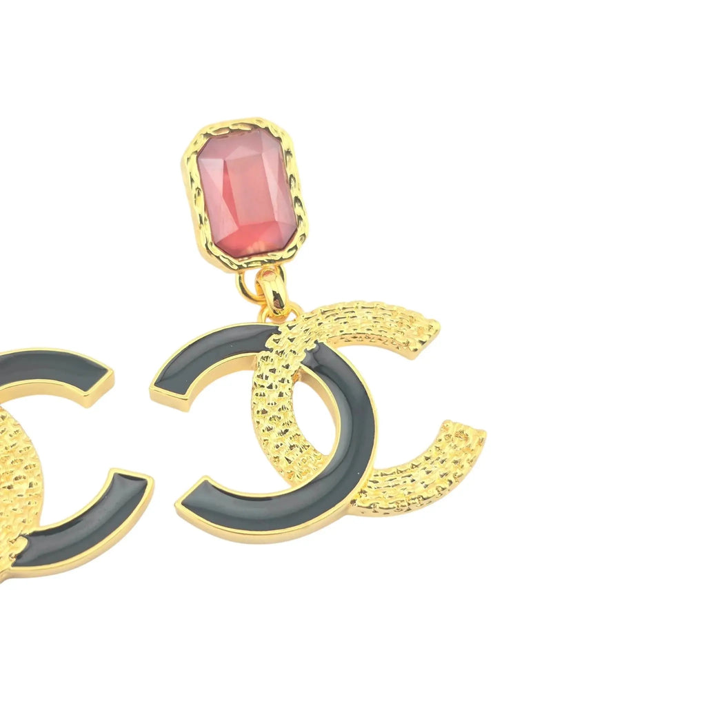 Chanel CC Pendant Gold Red Drop Earrings 2024 CHANEL