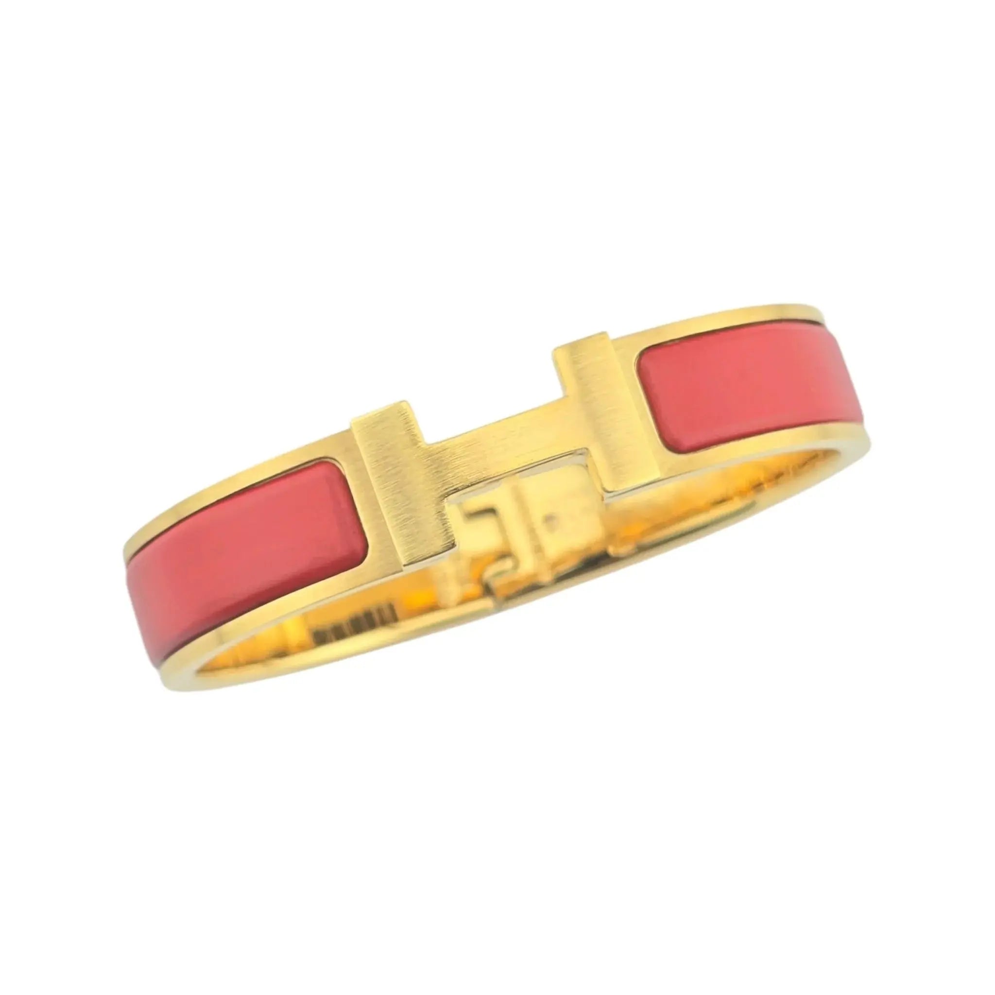 Hermès Clic HH Bracelet Gold (Red) Rouge Matte PM HERMES
