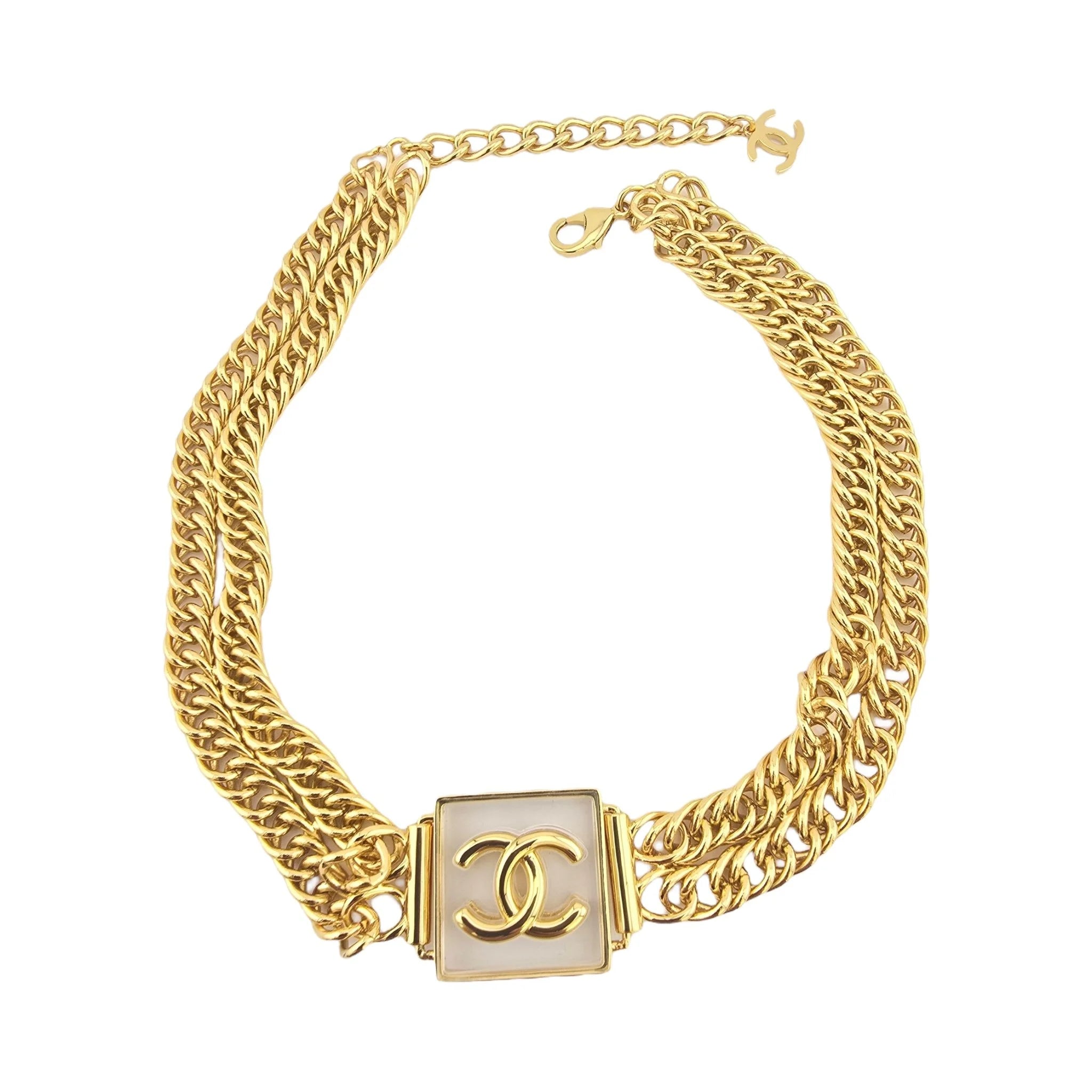 Chanel CC Coco Gold Square Pendant Choker Necklace C2023 CHANEL