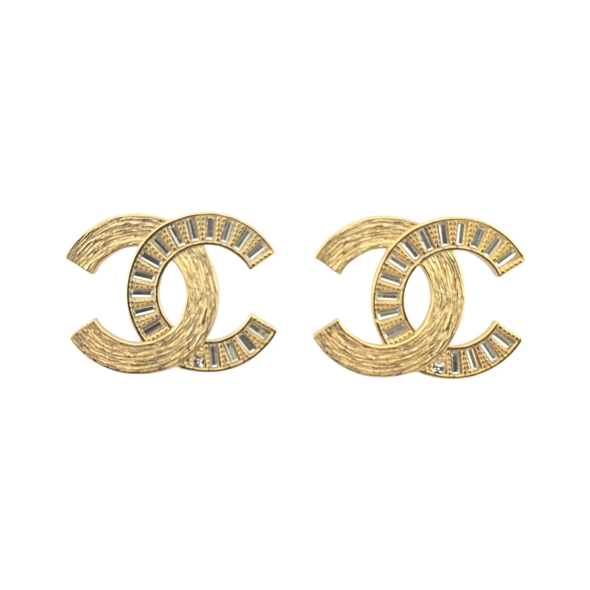 Chanel CC 24S Gold Crystals Stud Earrings CHANEL