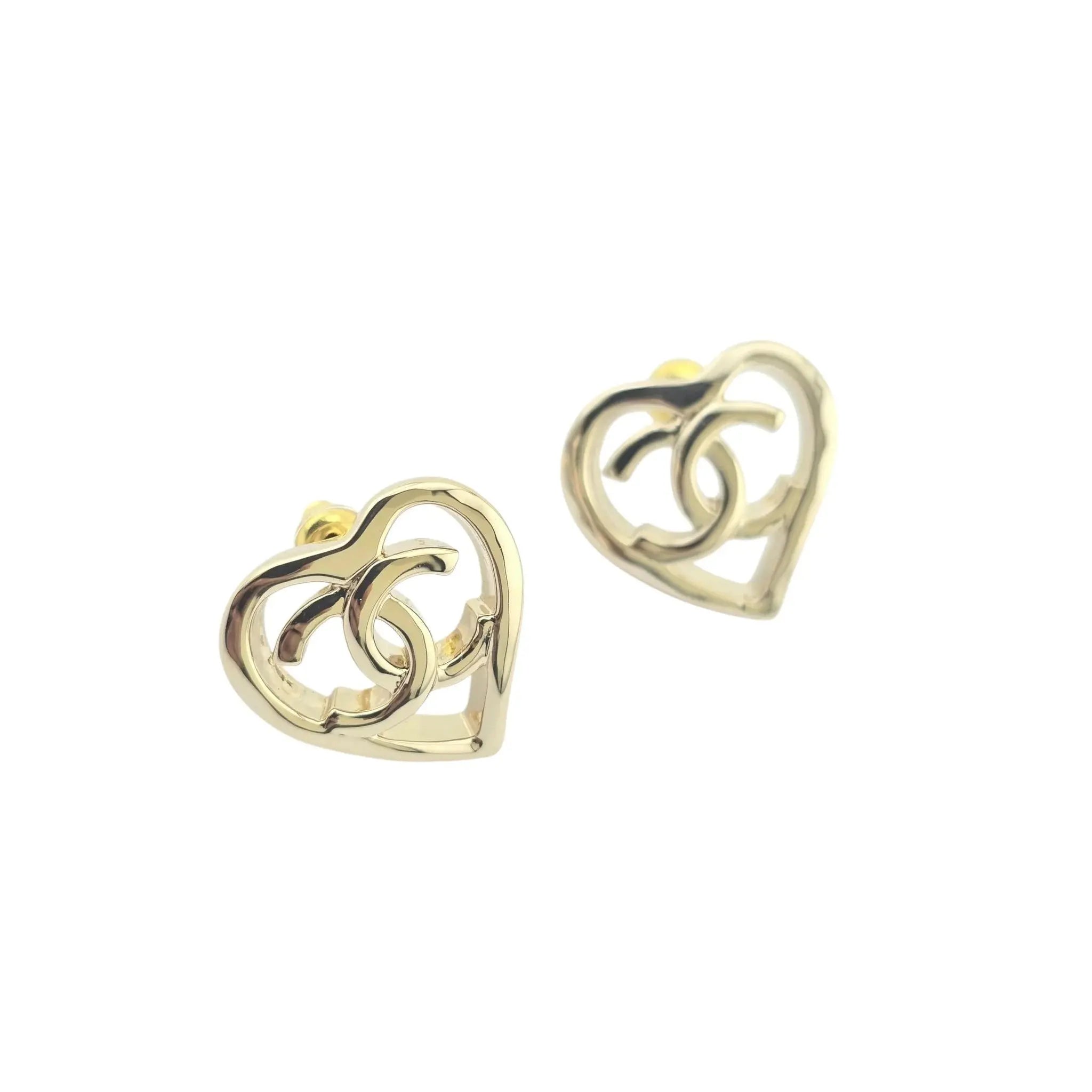Chanel CC Gold Heart Earrings 2022 CHANEL