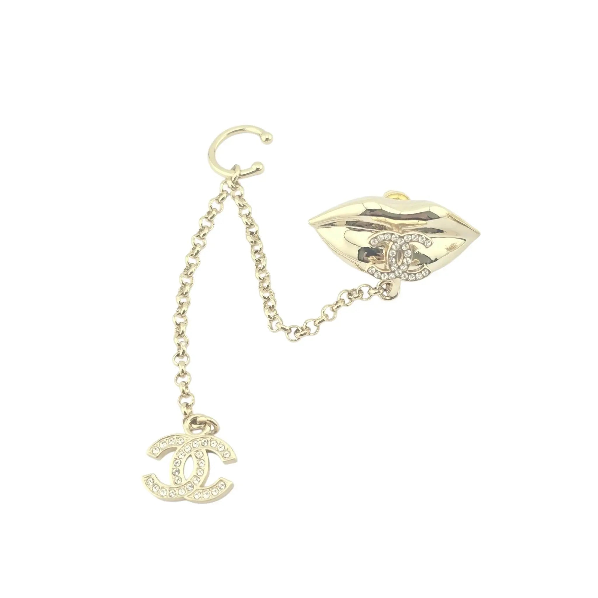Chanel CC Crystal Lips Earrings Clip 2024 CHANEL