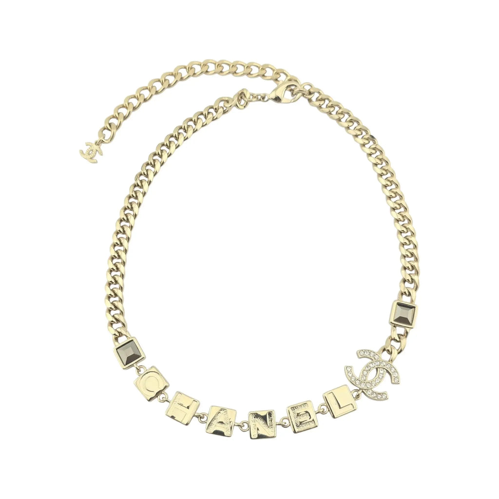 Chanel CC Logo Chain Choker Gold Necklace 2024 CHANEL