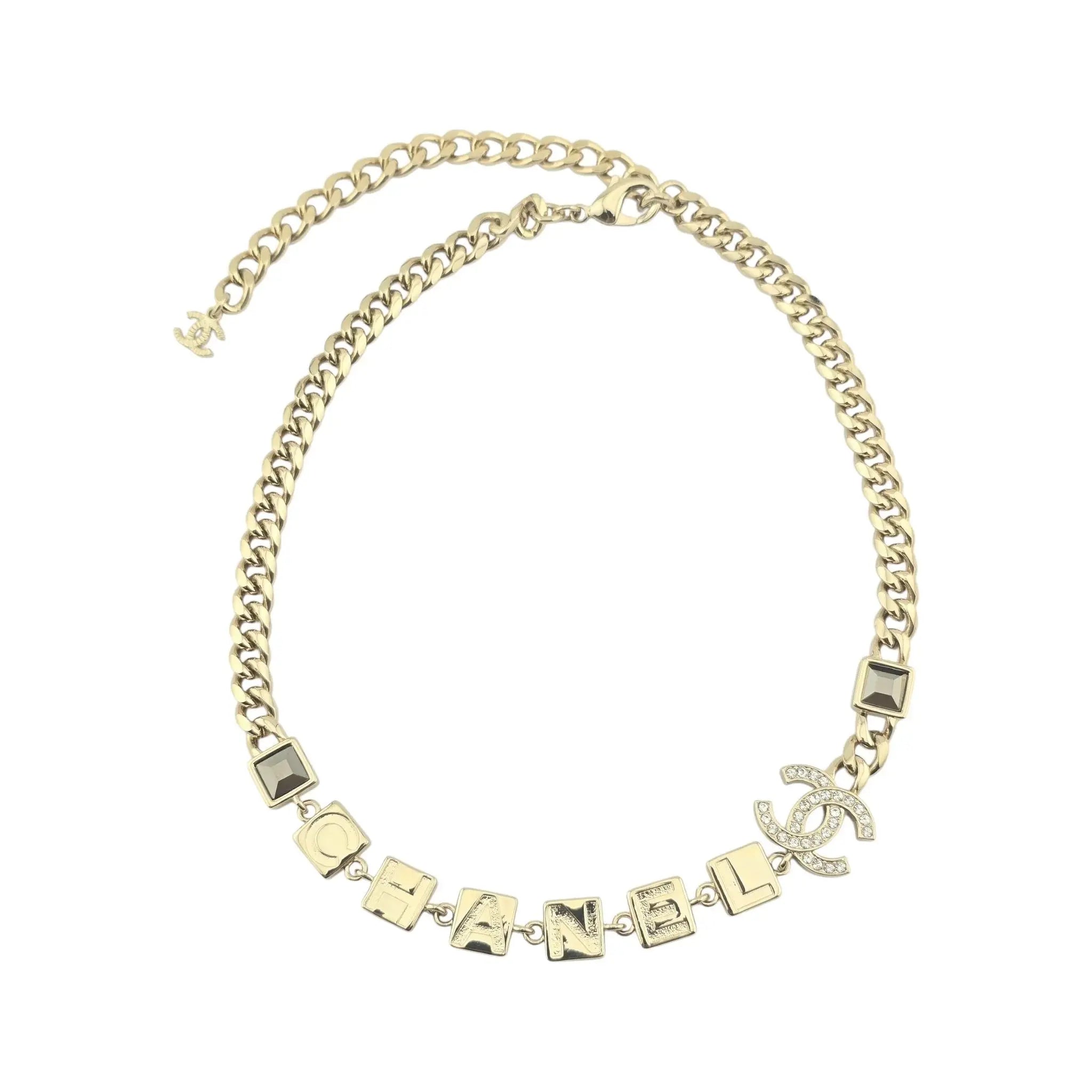 Chanel CC Logo Chain Choker Gold Necklace 2024 CHANEL