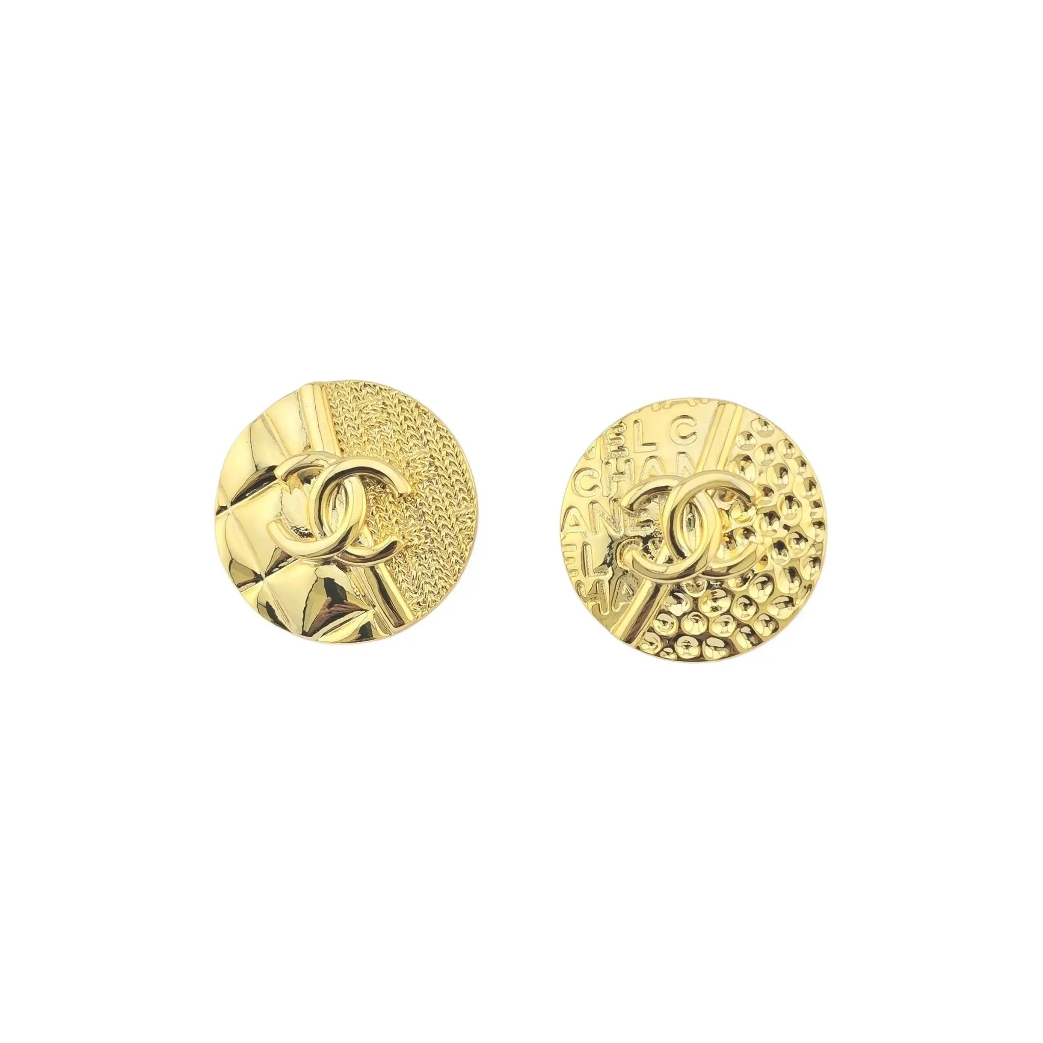 Chanel CC Round Gold Earrings 2024 CHANEL