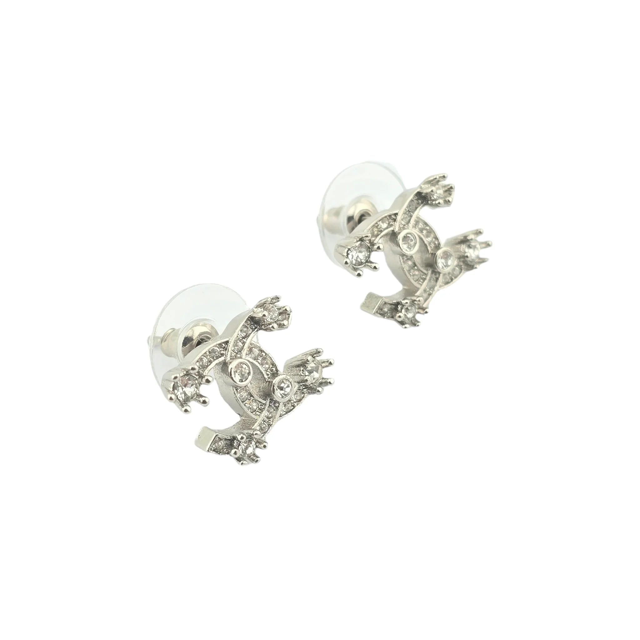 Chanel CC Silver Crystal Snowflake Earrings 2023 CHANEL