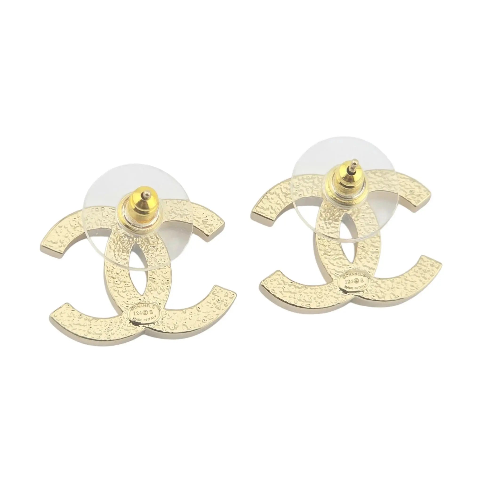 Chanel CC Pink Gold Stud Earrings 2024 CHANEL