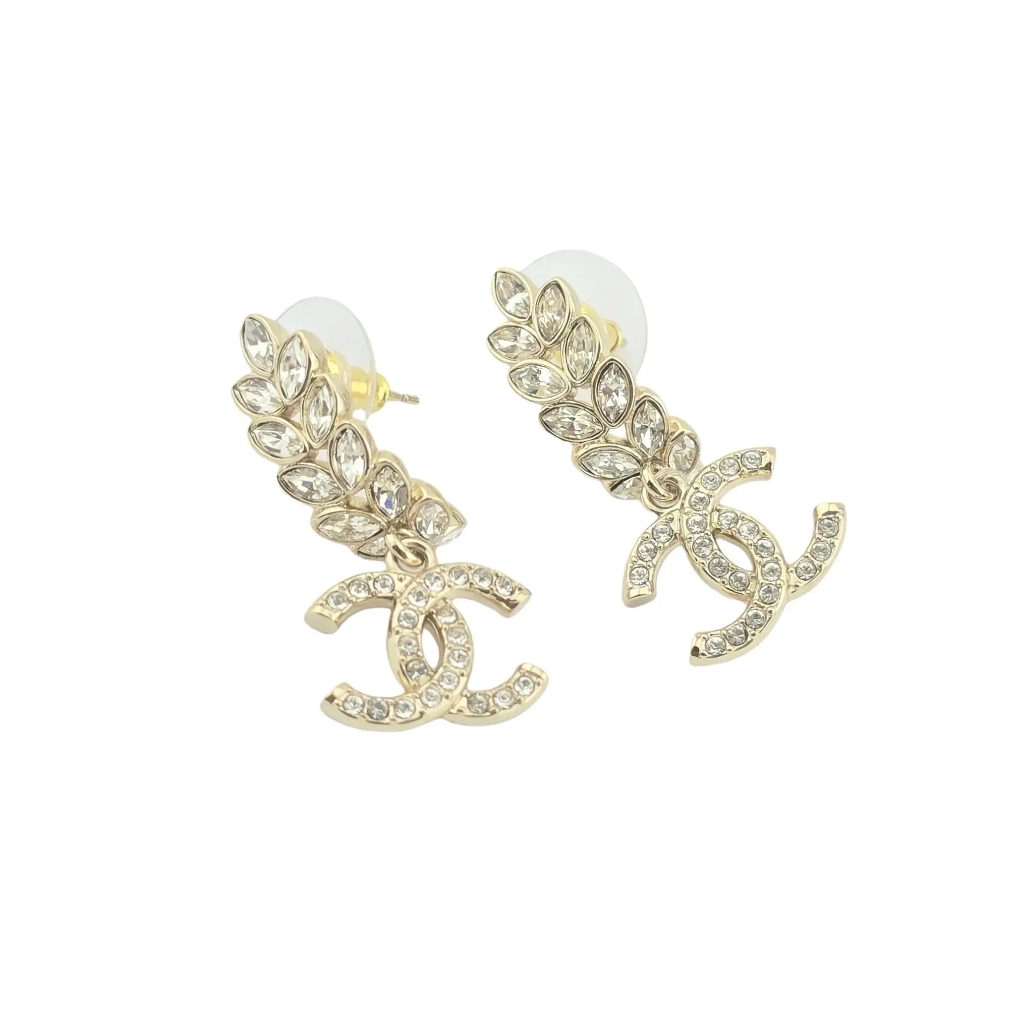 Chanel CC Crystal Leaf Earrings 2023 CHANEL