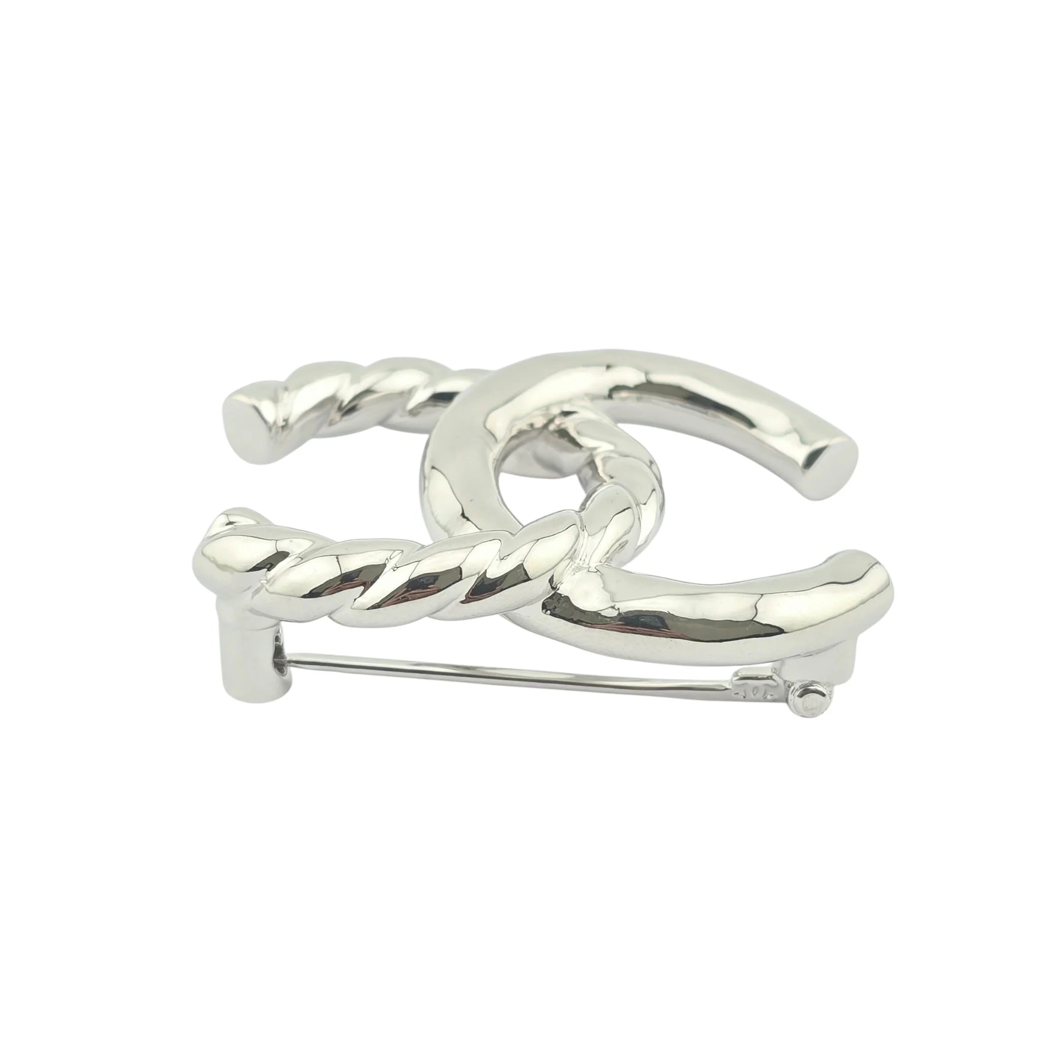 Chanel CC Silver Logo Brooch 2025 CHANEL