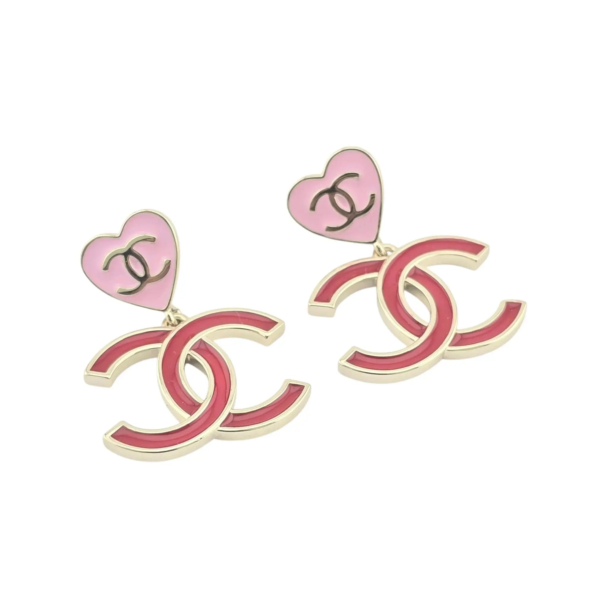 Chanel CC Pink Red Enamel Drop Earring 2024 CHANEL