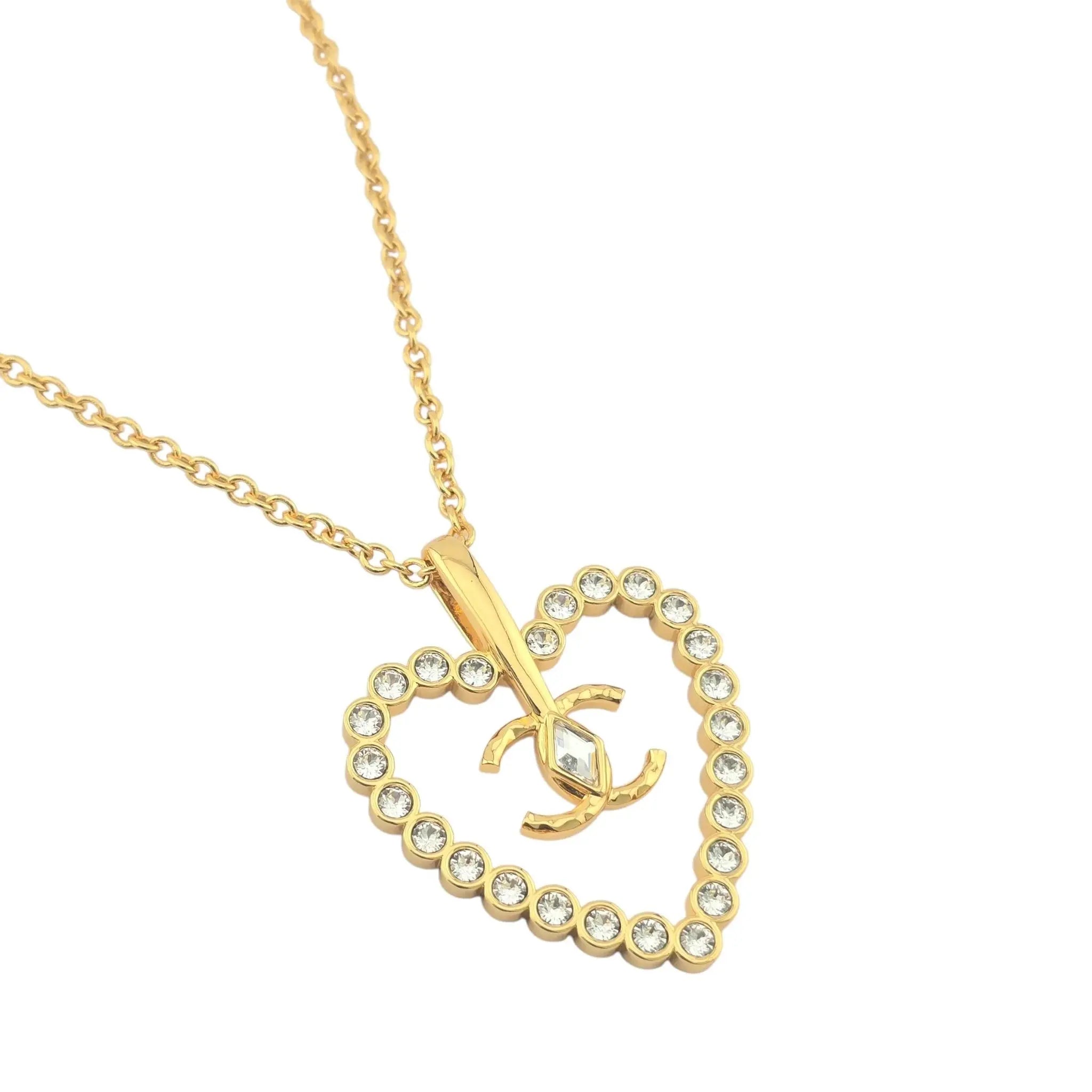 Chanel CC Heart Pendant Necklace Gold 2024 CHANEL