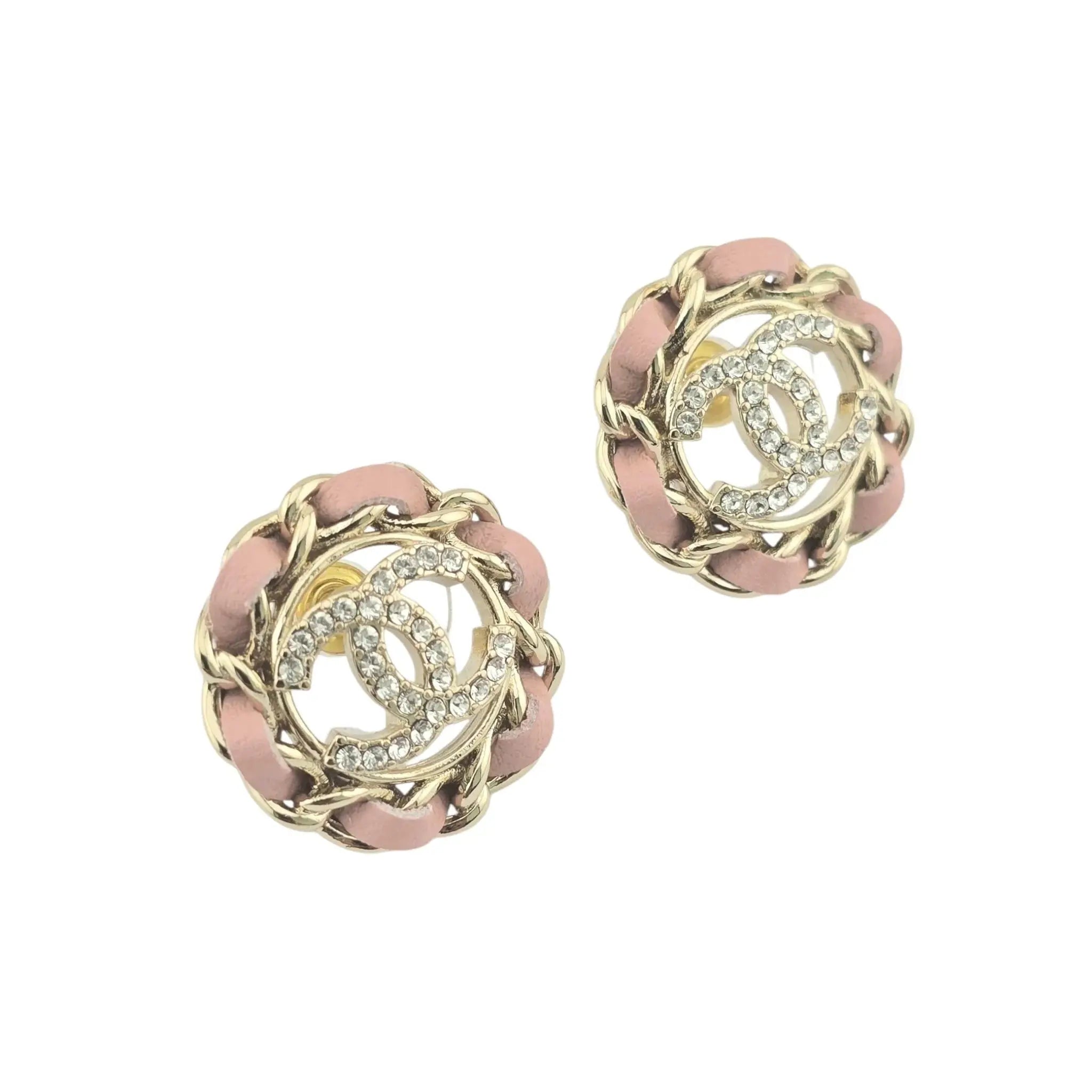 Chanel CC Round Pink Lambskin Earrings 2022 CHANEL