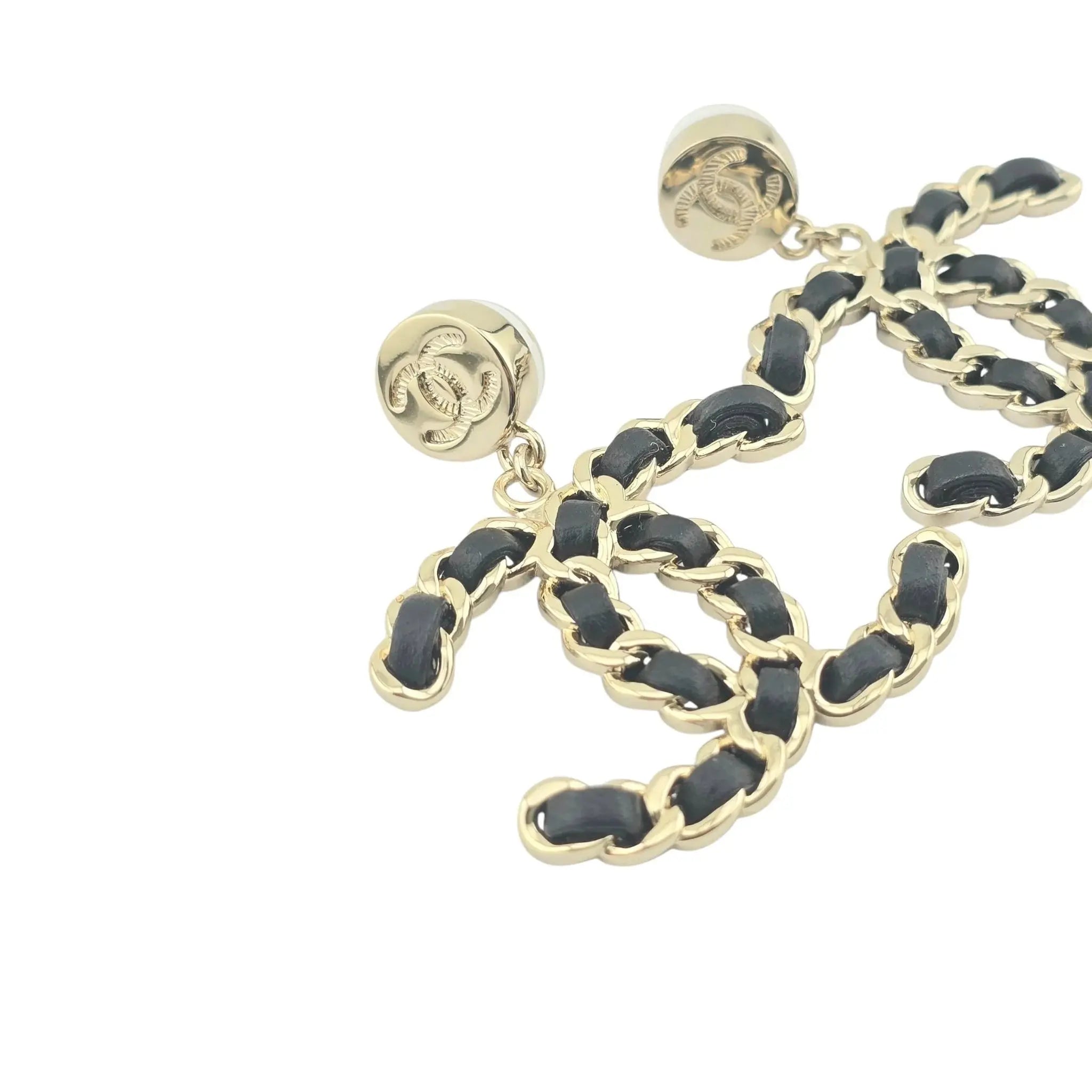 Chanel CC Gold Lambskin Chain Drop Earrings 2025 CHANEL