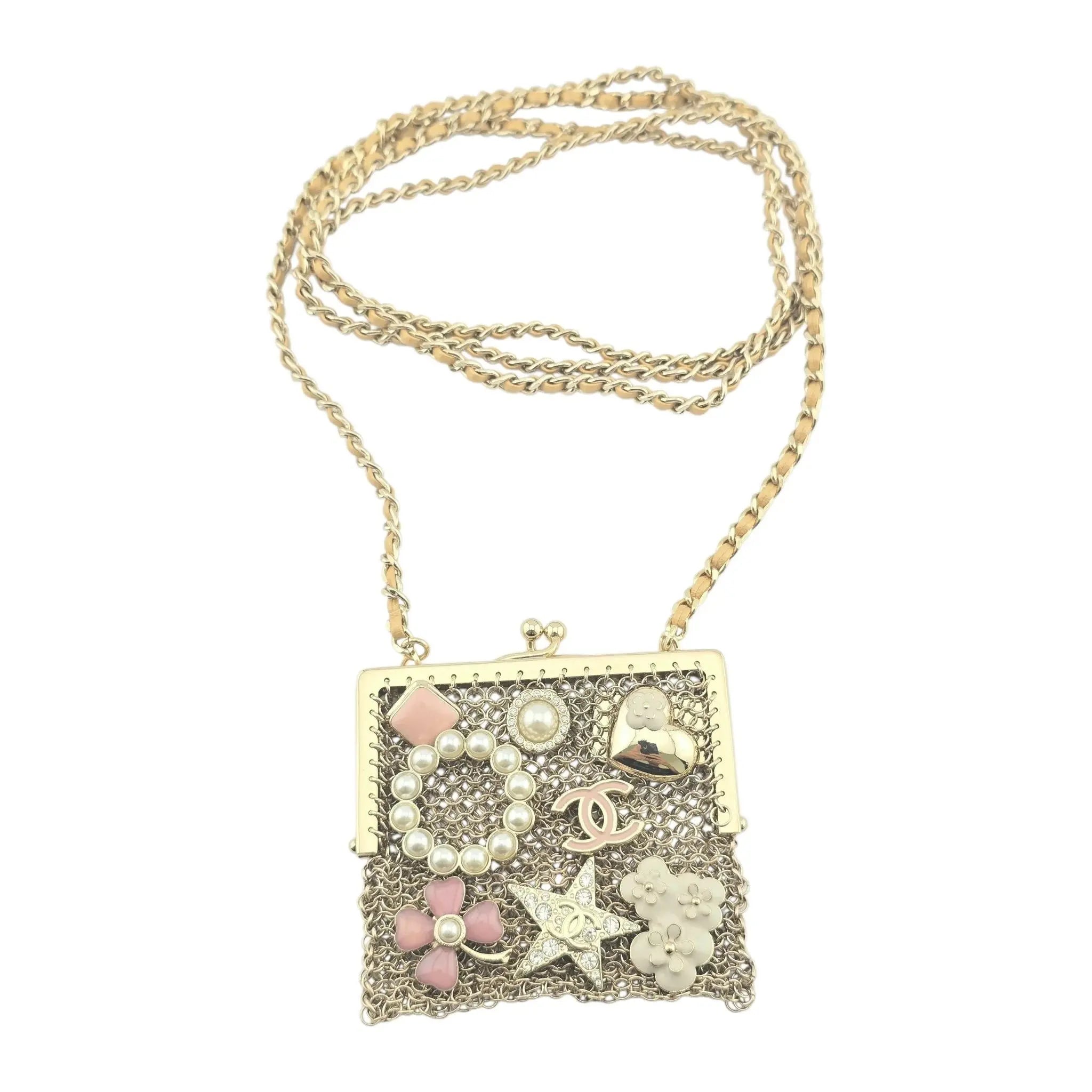 Chanel CC Gold Metal Chain Embellished Mini Frame Pouch CHANEL