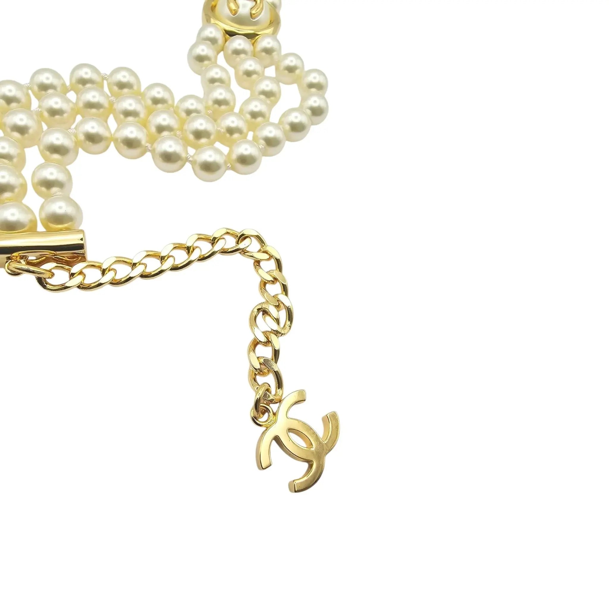 Chanel CC Faux Pearl Gold Choker Necklace 2024 CHANEL