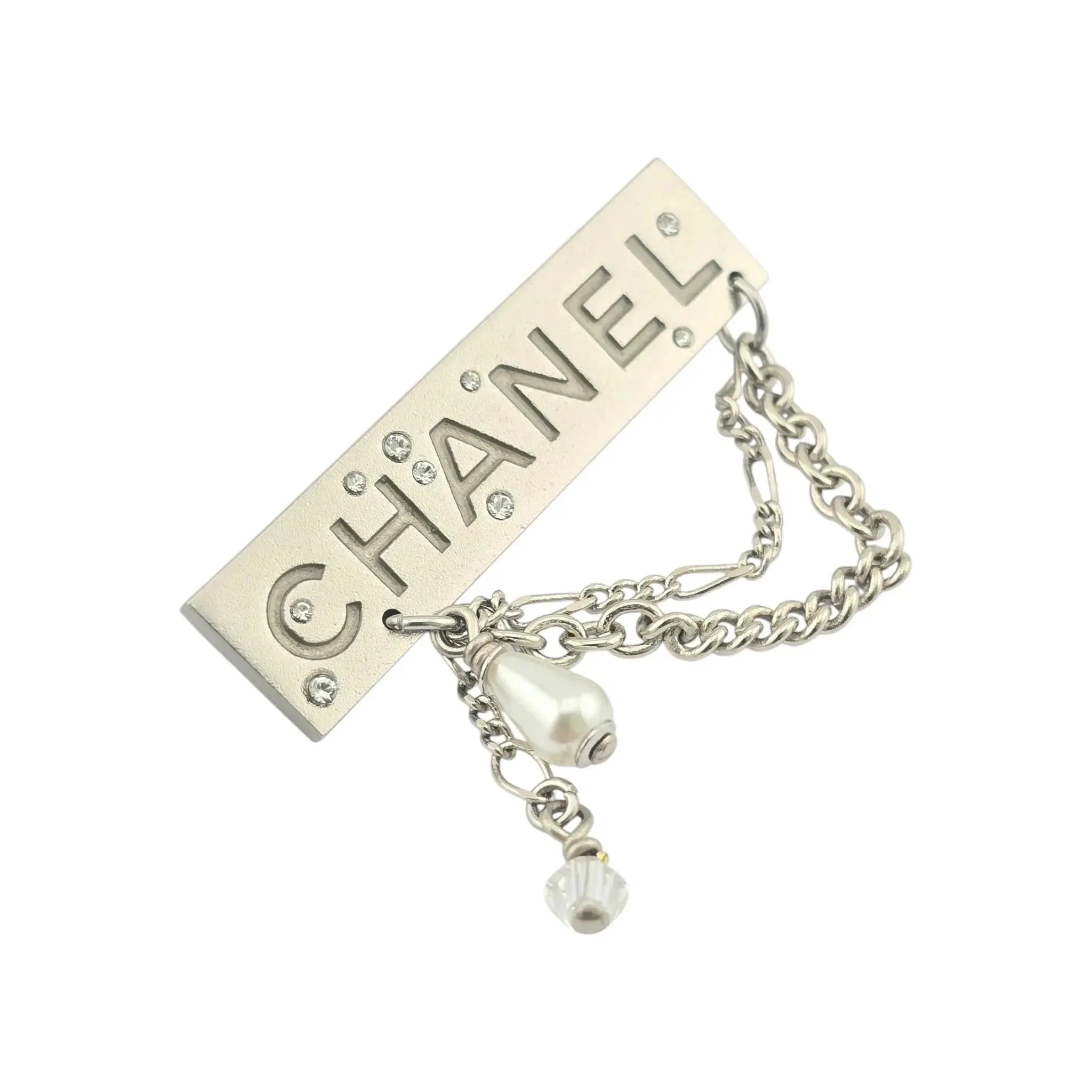 Chanel Silver Crystal Chain Brooch 2021 CHANEL