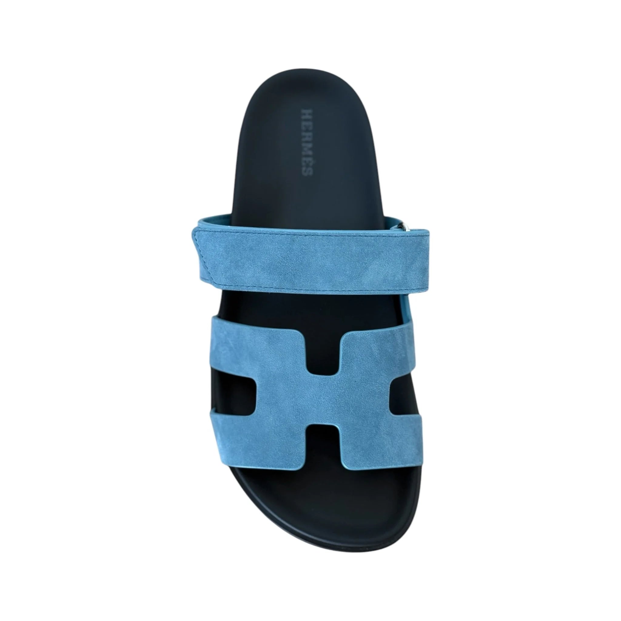 Hermes Chypre Suede Sandal Bleu Mineral 39 UK6 HERMES