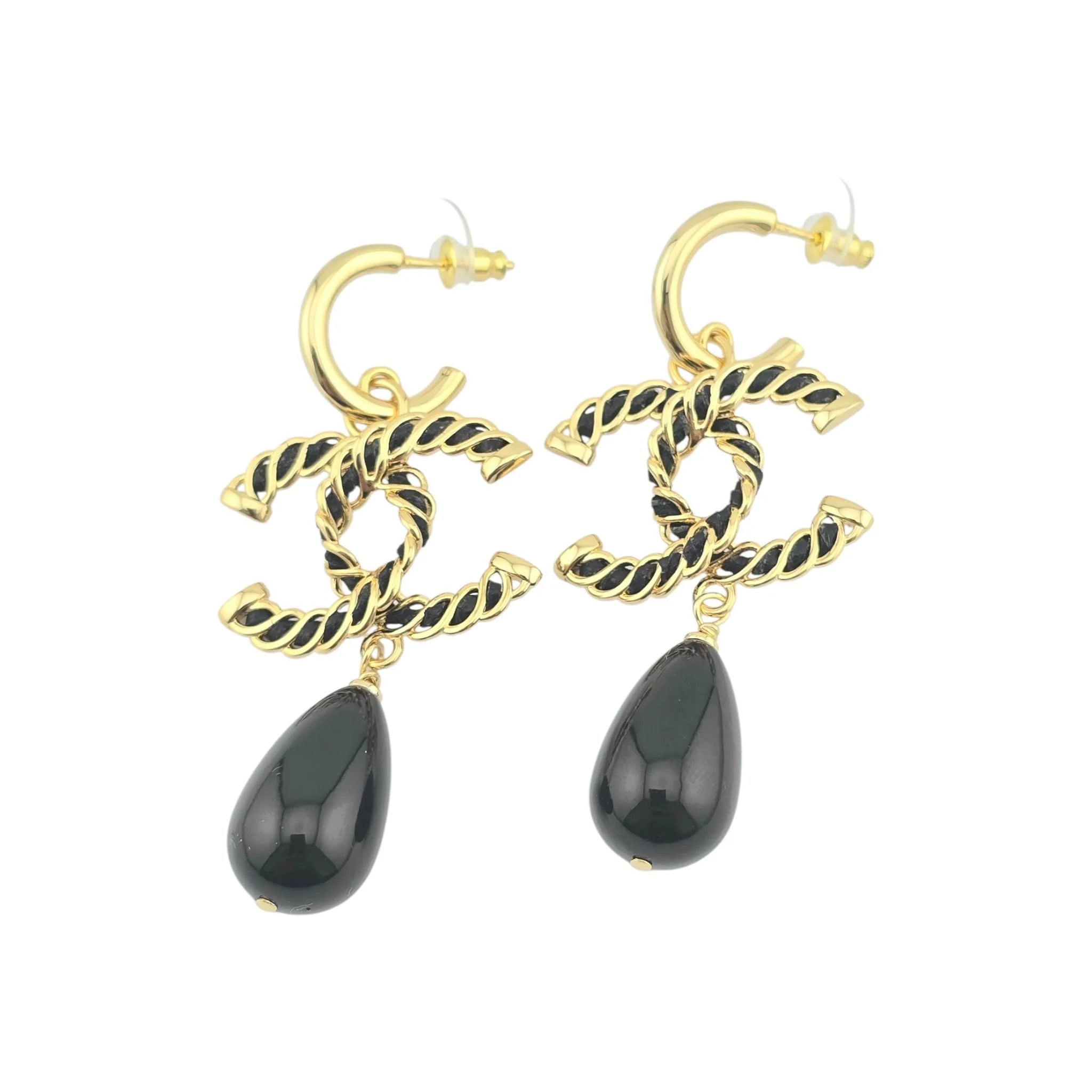 Chanel Resin & Leather CC Drop Earrings 2024 CHANEL