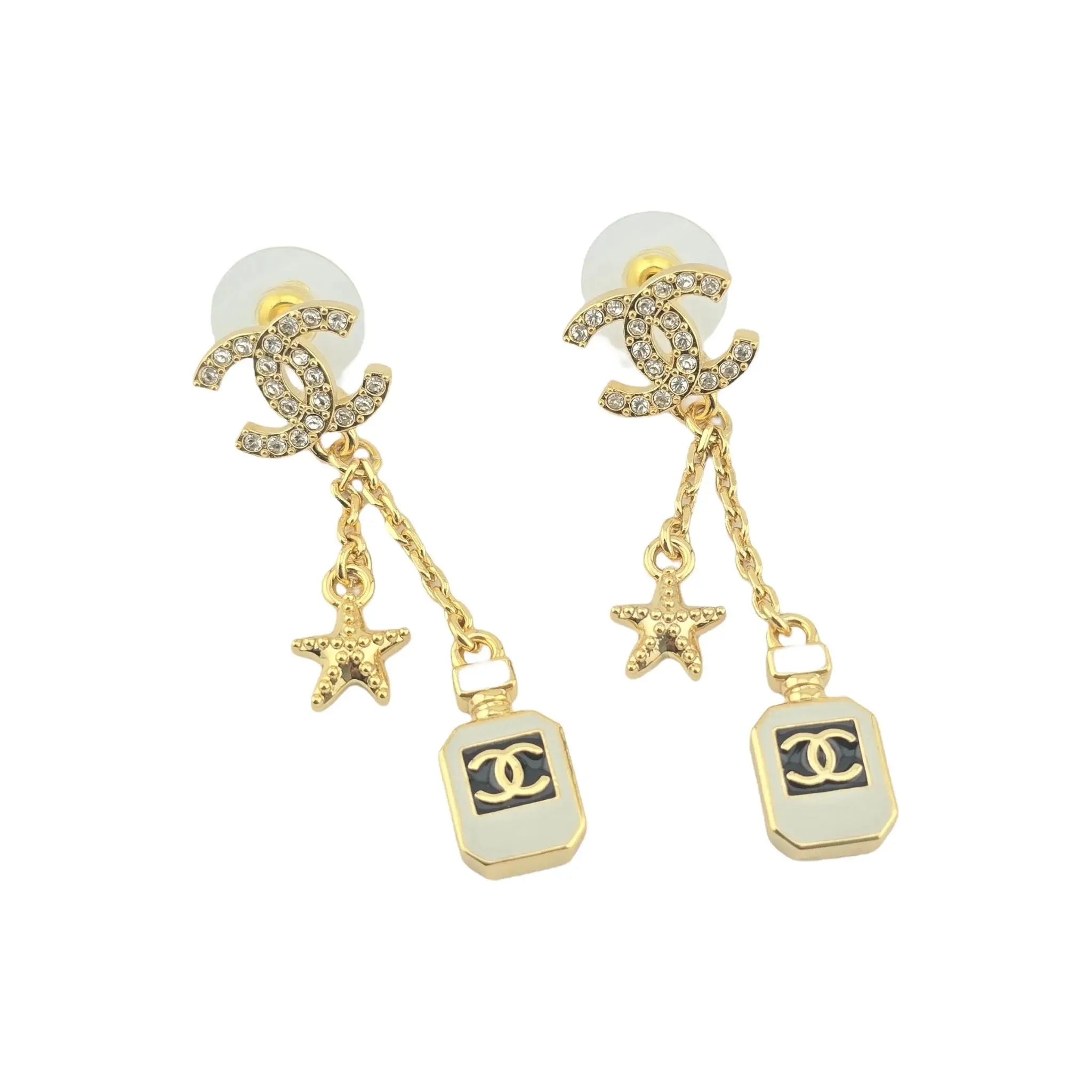Chanel CC Chain Drop Perfume Star Earrings 2025 CHANEL
