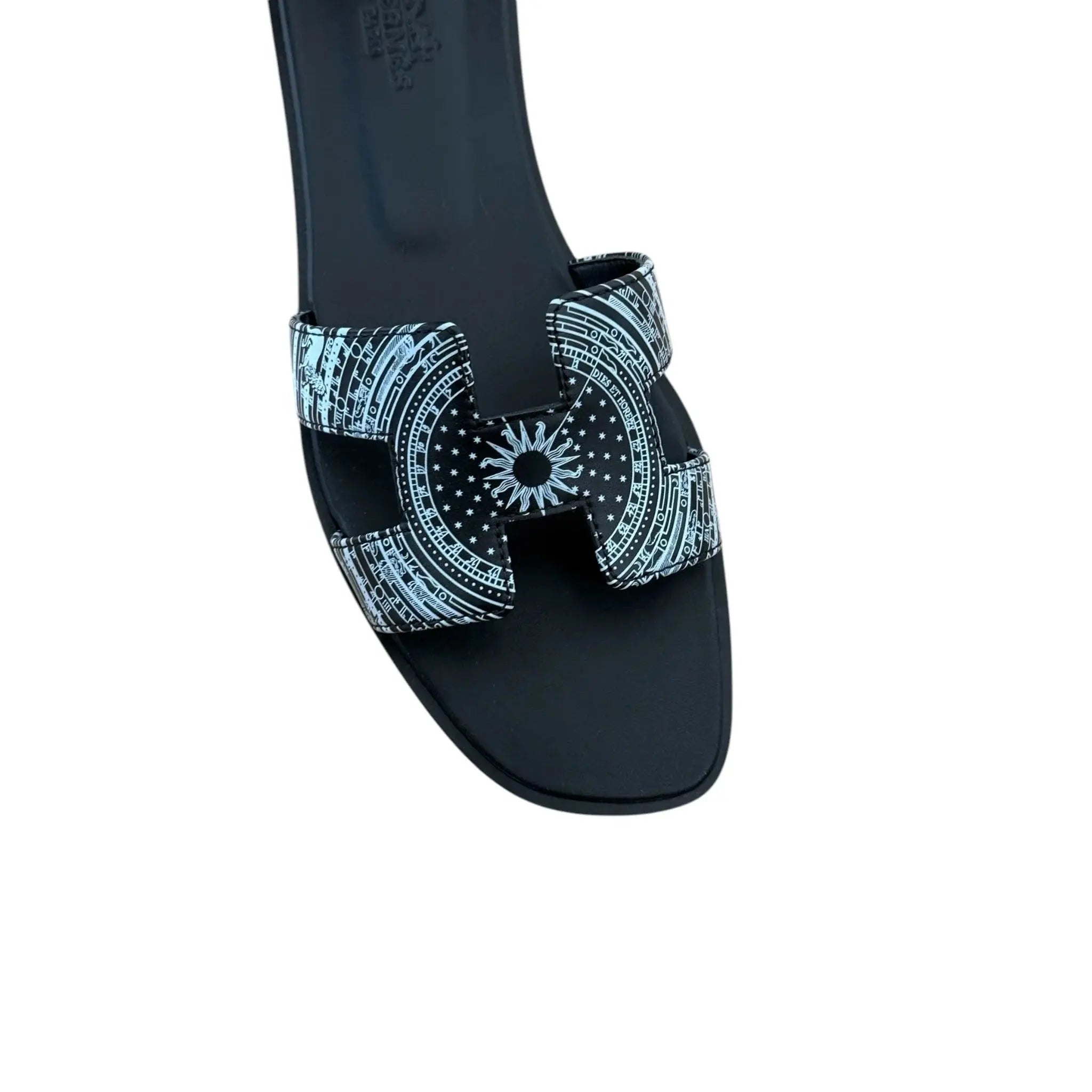 Hermes Oran Sandal Black Noir Astrologie Bandana - 40 UK 7 HERMES