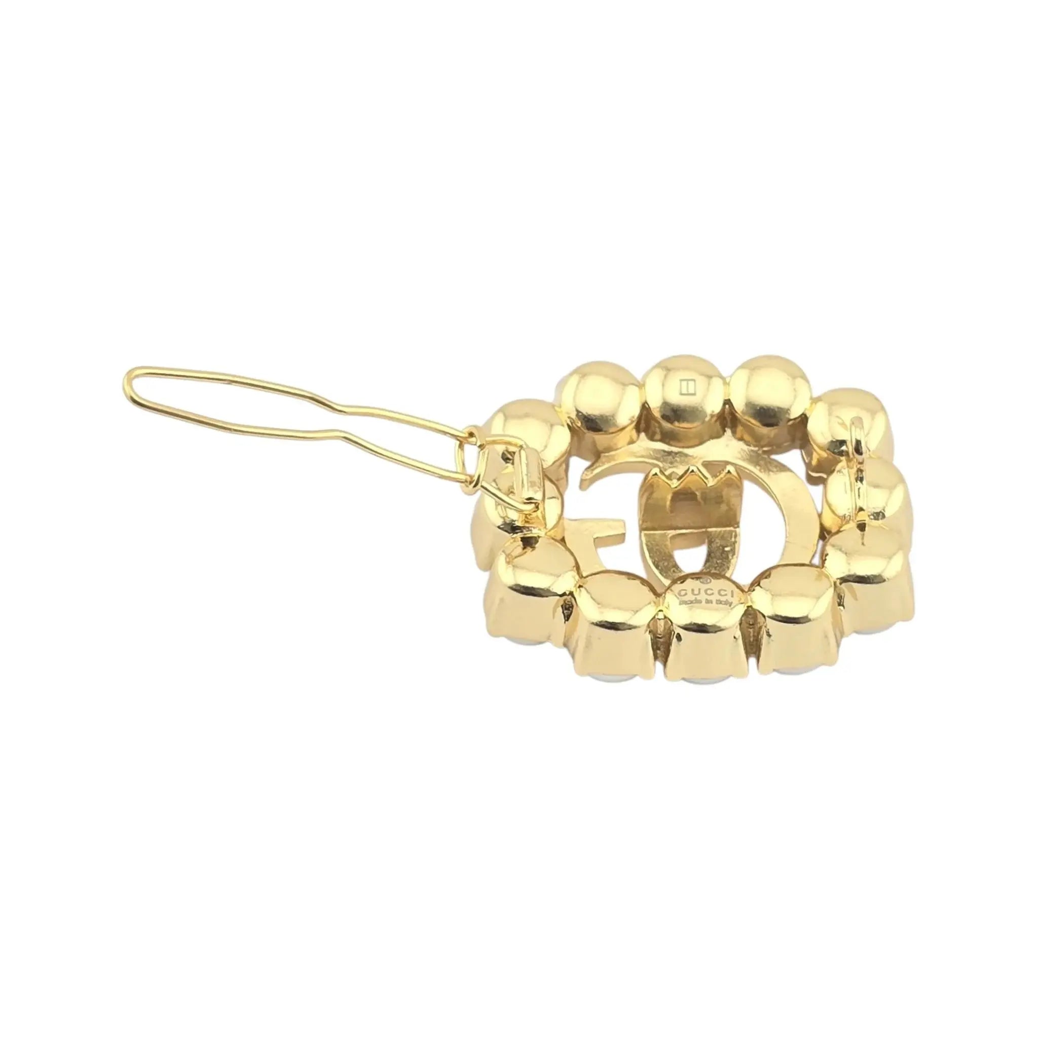 GUCCI Pearl Double G Hair Clip Aged Gold GUCCI