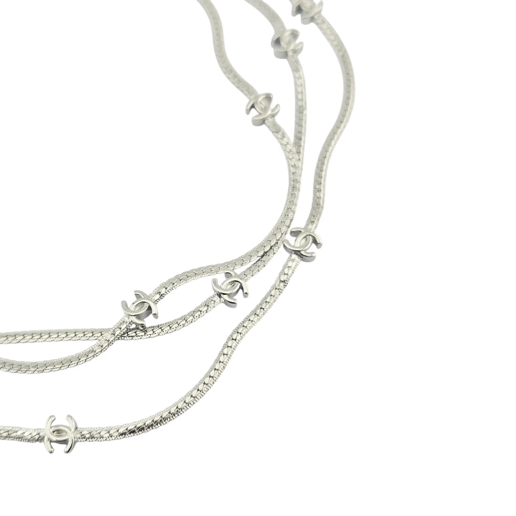 Chanel CC Silver Metal Long Necklace 2024 CHANEL