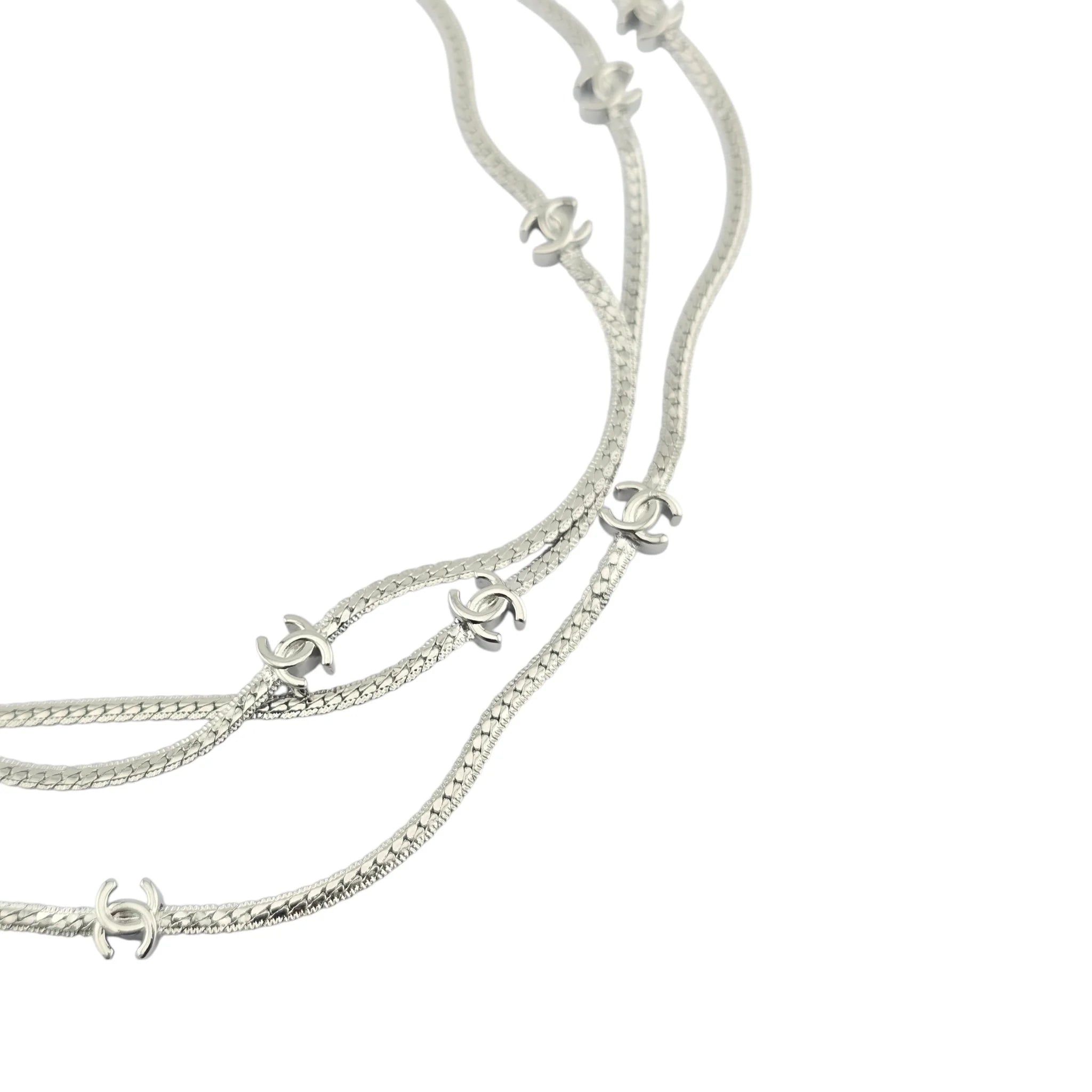 Chanel CC Silver Metal Long Necklace 2024 CHANEL