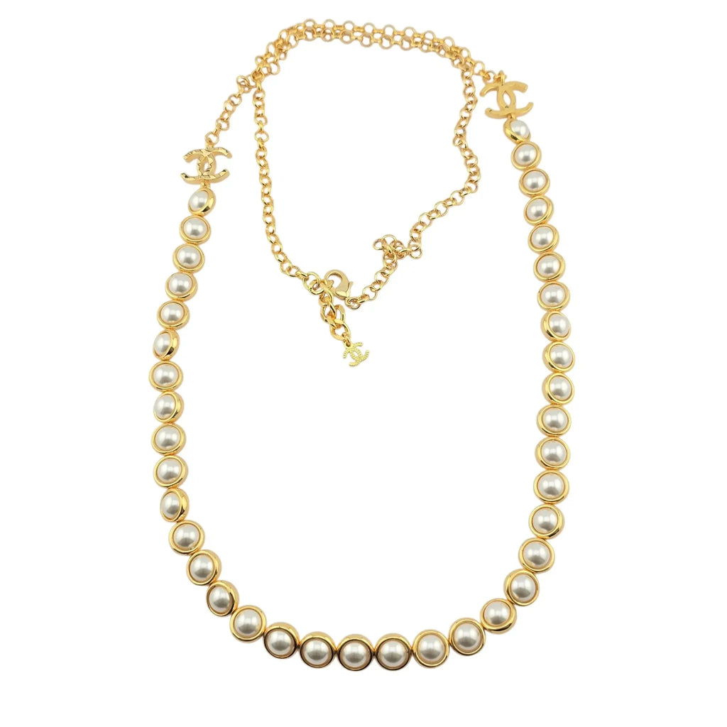 Chanel CC Long Gold Faux Pearl Necklace 2024 CHANEL