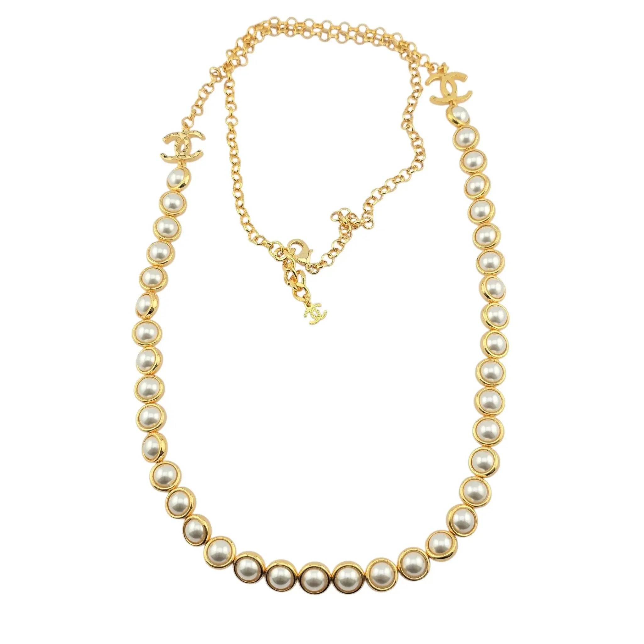 Chanel CC Long Gold Faux Pearl Necklace 2024 CHANEL