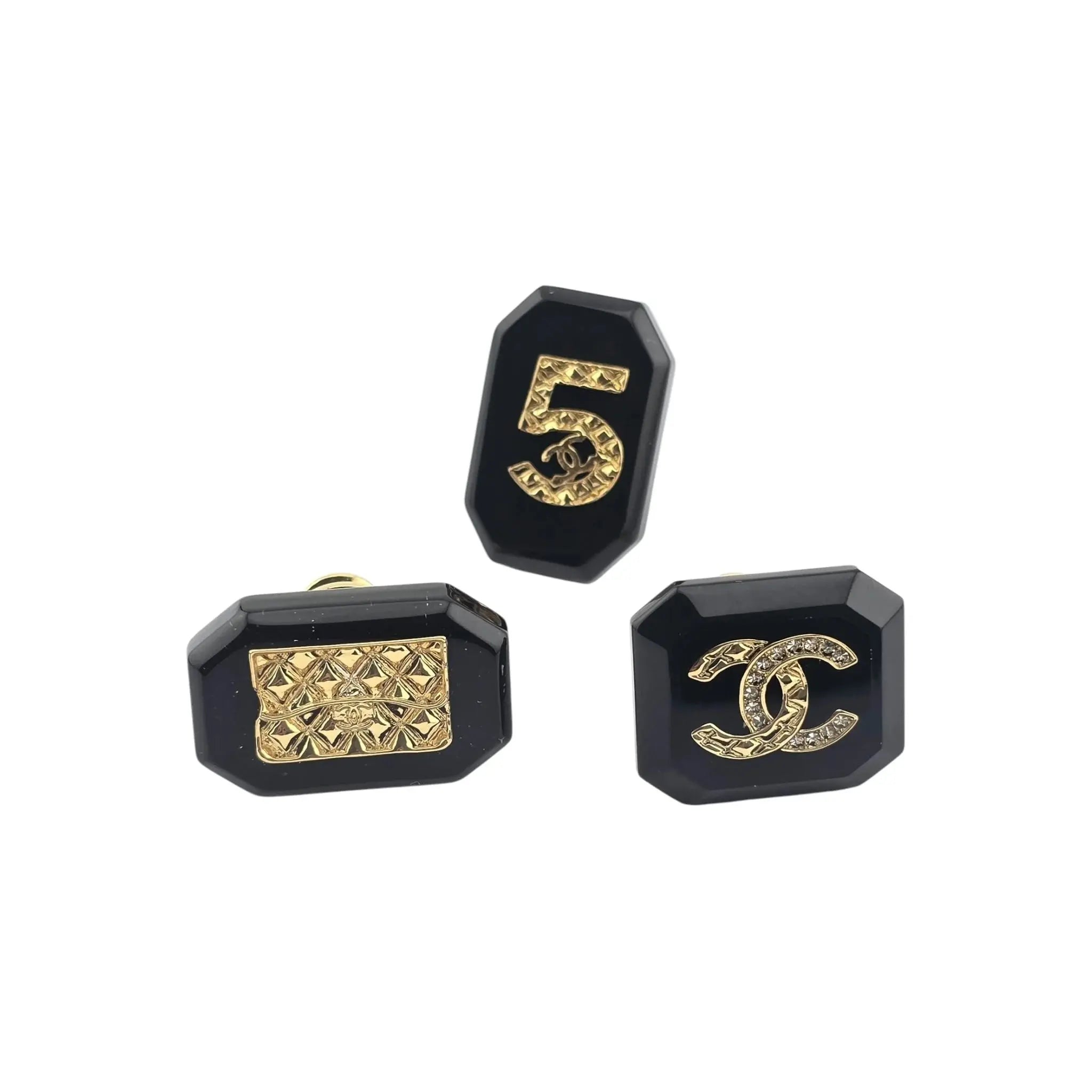 Chanel CC No 5 3 Black Gold Brooch 2023 CHANEL