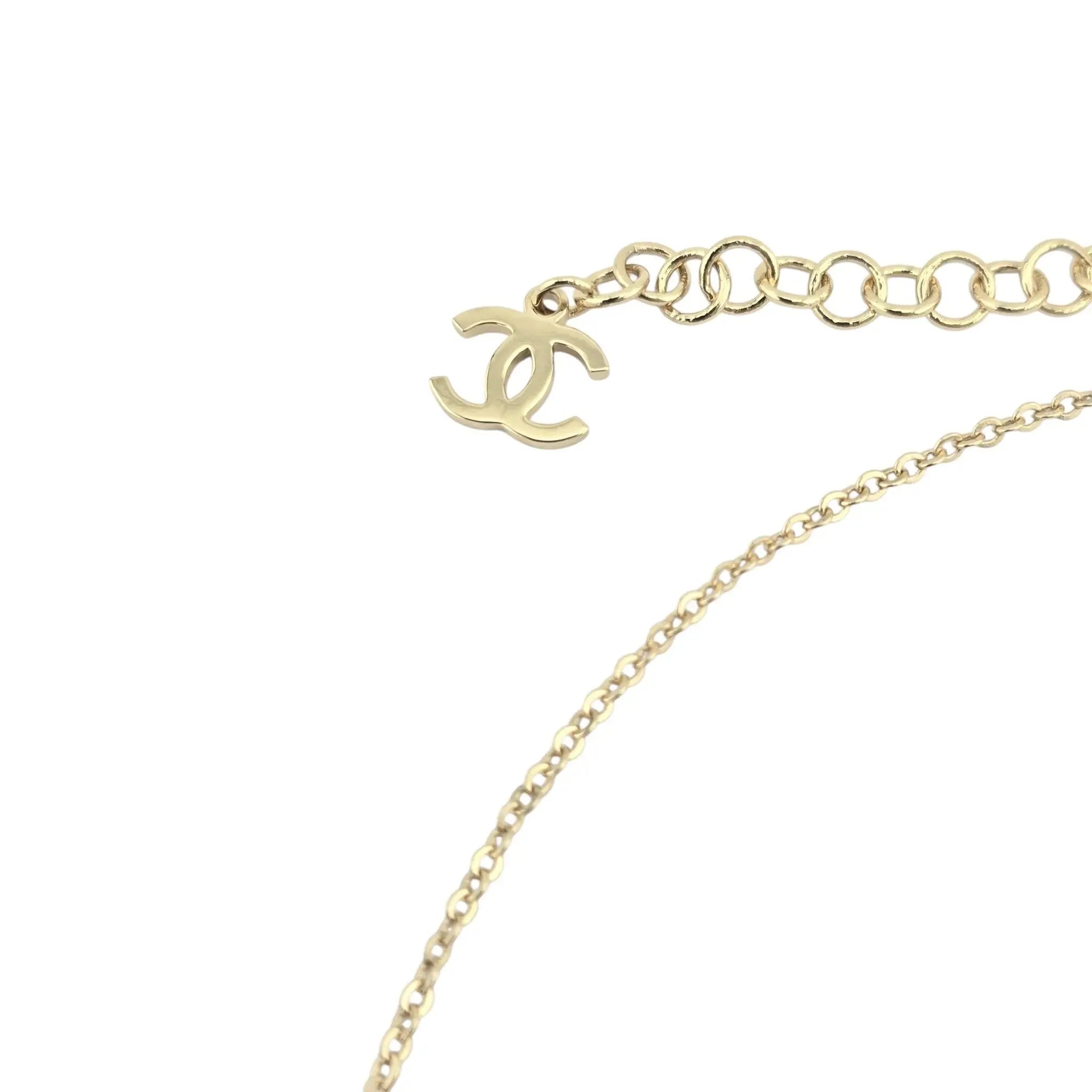 Chanel CC Crystal Heart Gold Necklace 2025 CHANEL