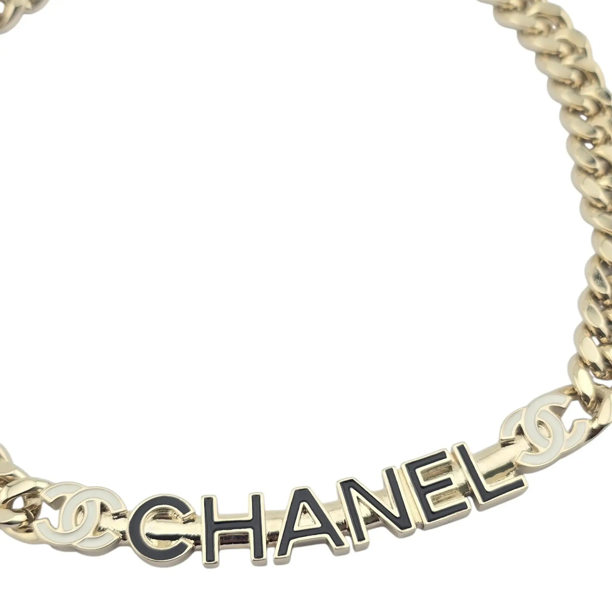Chanel CC Logo Gold Metal Enamel Choker Necklace 2022 CHANEL