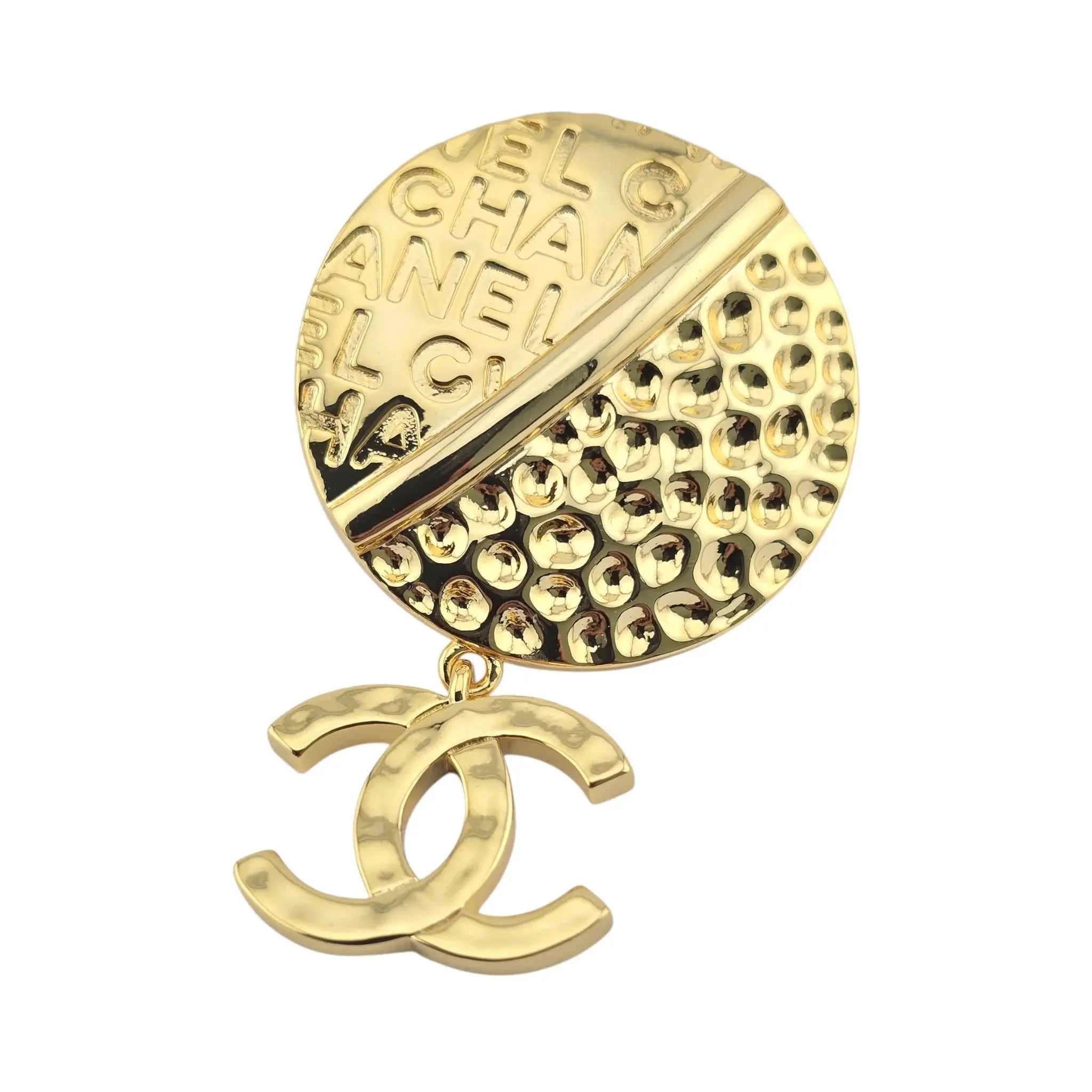 Chanel CC Round Gold Drop Earrings 2024 CHANEL