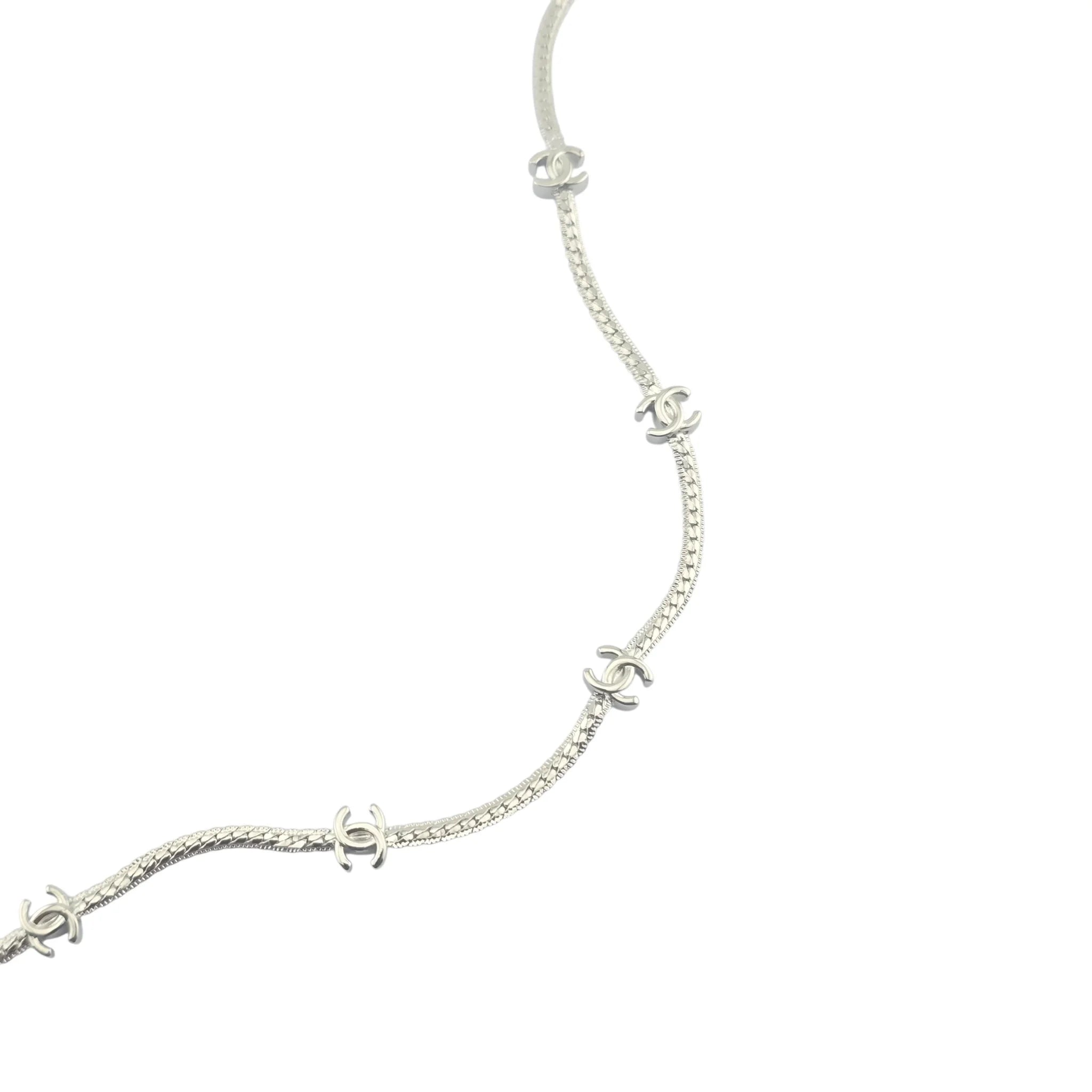 Chanel CC Metal Thin Silver Necklace 2024 CHANEL