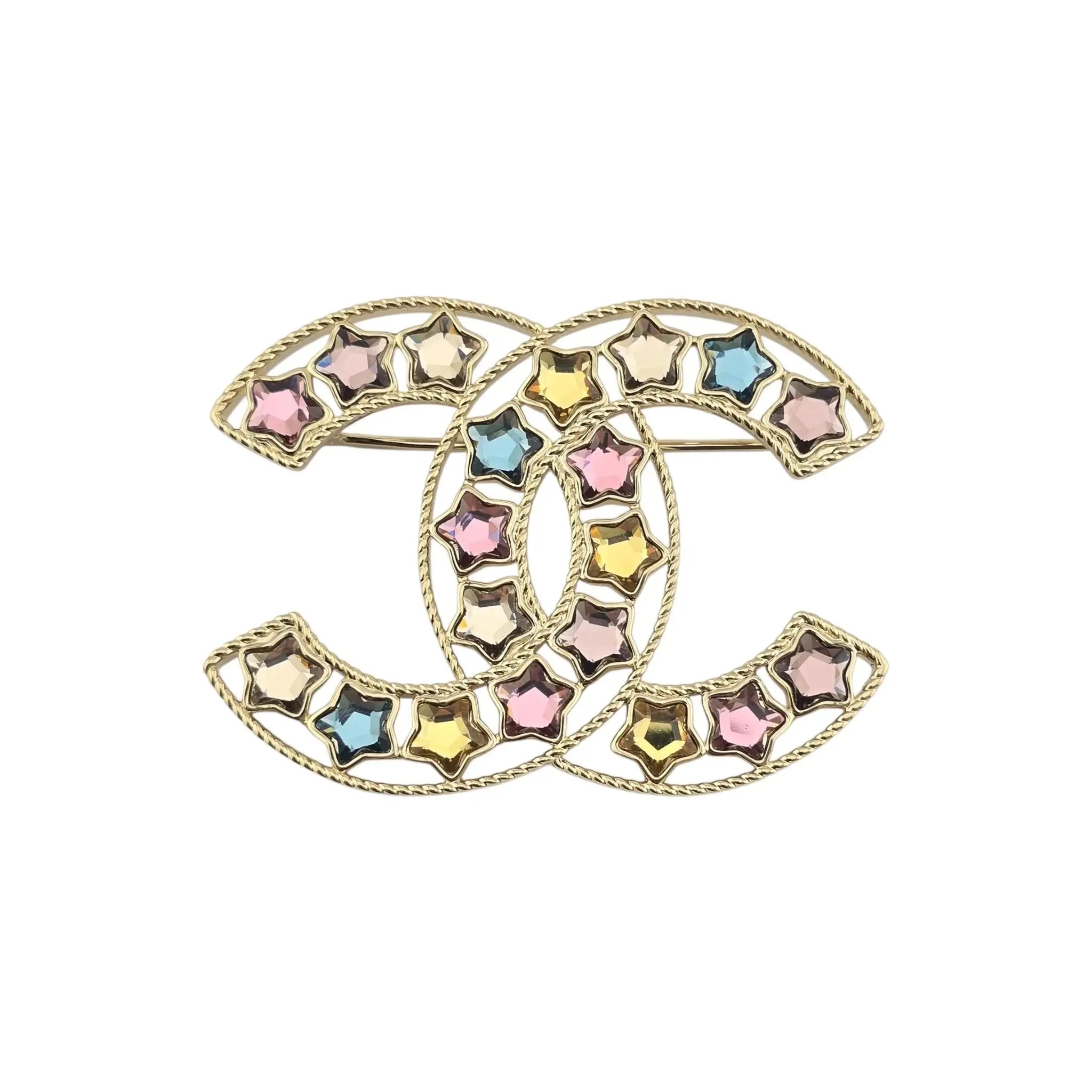 Chanel CC Multicoloured Star Crystal Brooch 2025 CHANEL