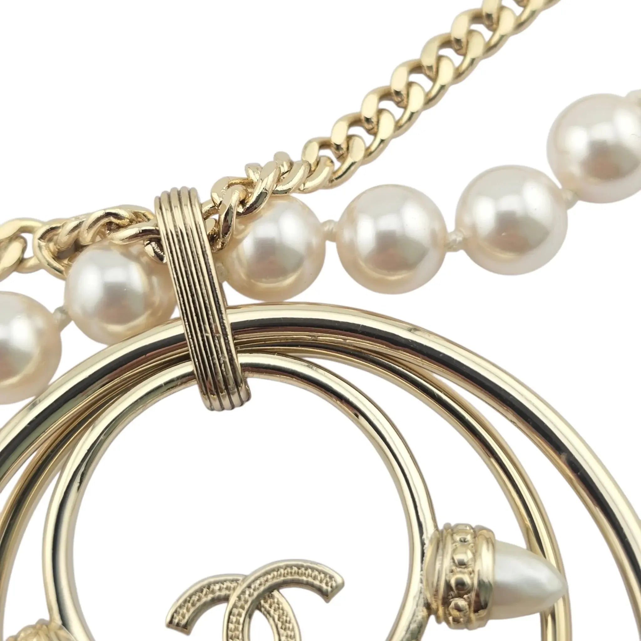 Chanel CC Large Pendant Long Faux Pearl Layered Necklace 2021 CHANEL