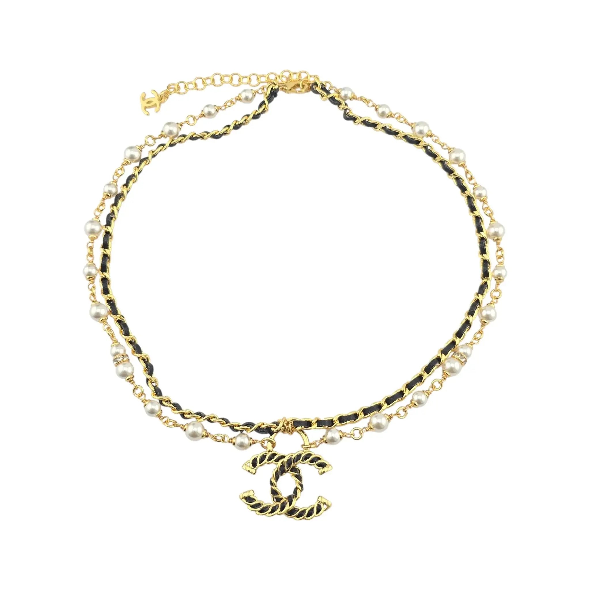 Chanel CC Faux Pearl Leather Necklace 2024 CHANEL