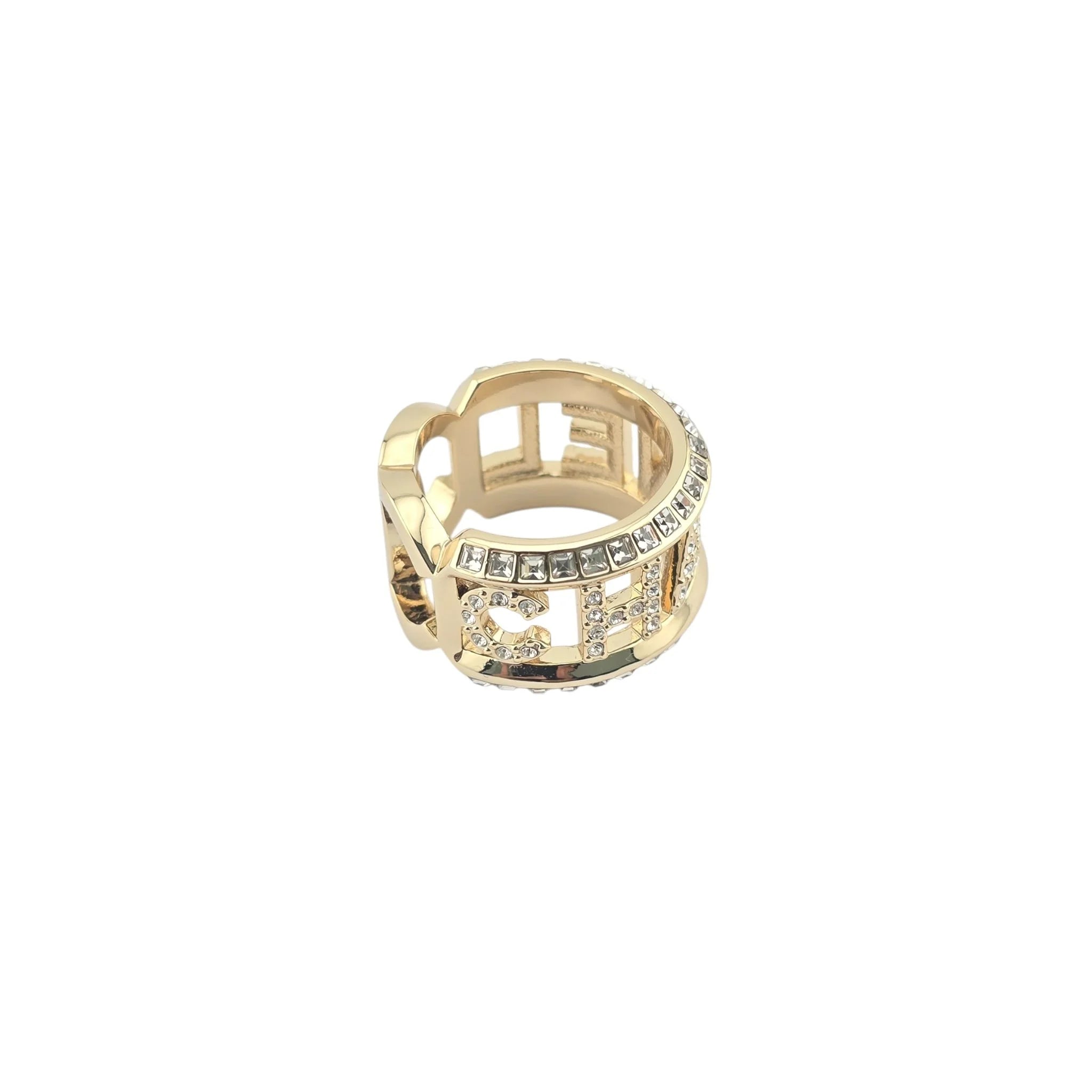 Chanel CC Gold Crystal Ring 2024 CHANEL